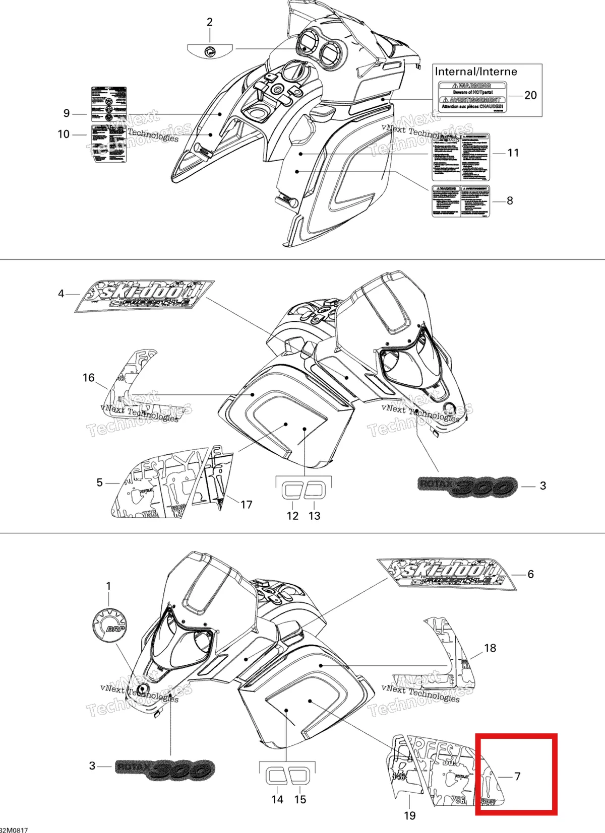 Деталь 516003188 на схеме узла 2008 Ski-Doo Freestyle SESSION 300F Decals