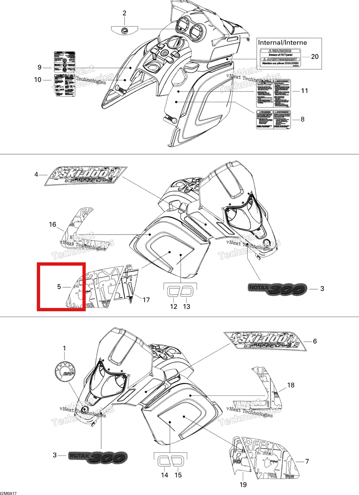 Деталь 516003189 на схеме узла 2008 Ski-Doo Freestyle SESSION 300F Decals