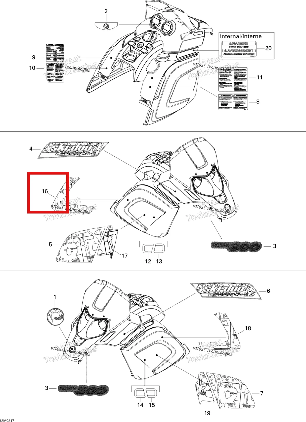 Деталь 516003191 на схеме узла 2008 Ski-Doo Freestyle SESSION 300F Decals