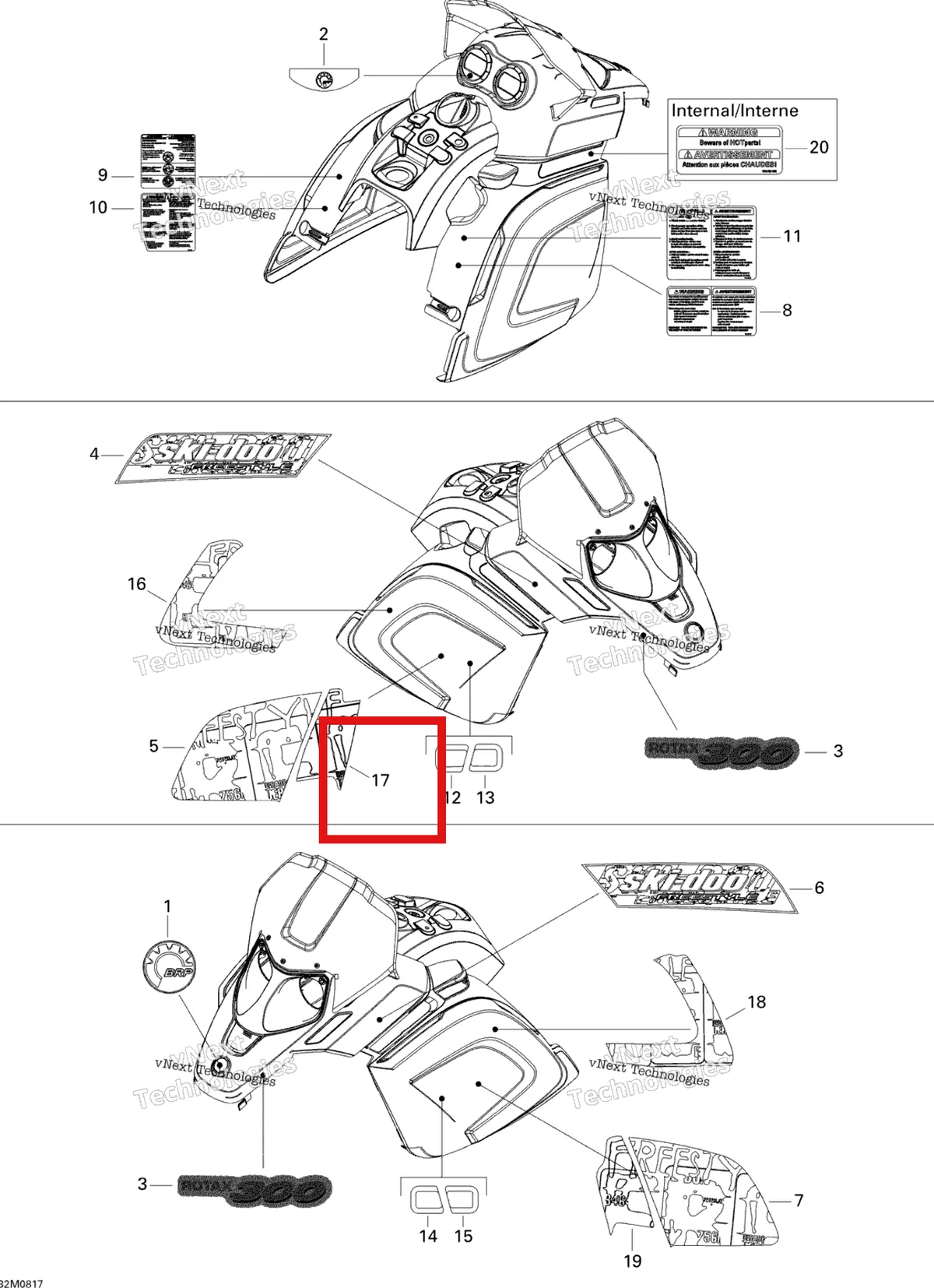 Деталь 516003193 на схеме узла 2008 Ski-Doo Freestyle SESSION 300F Decals