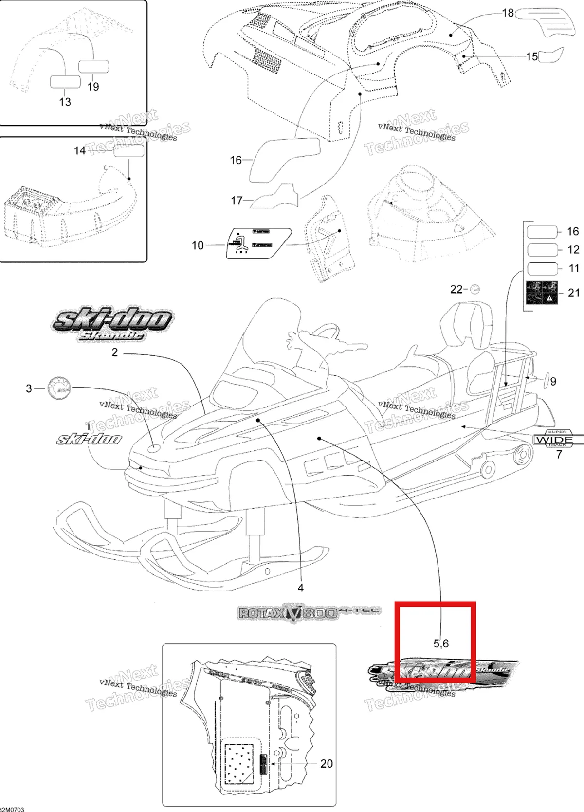 Деталь 516003247 на схеме узла 2007 Ski-Doo Skandic SWT V-800 Decals
