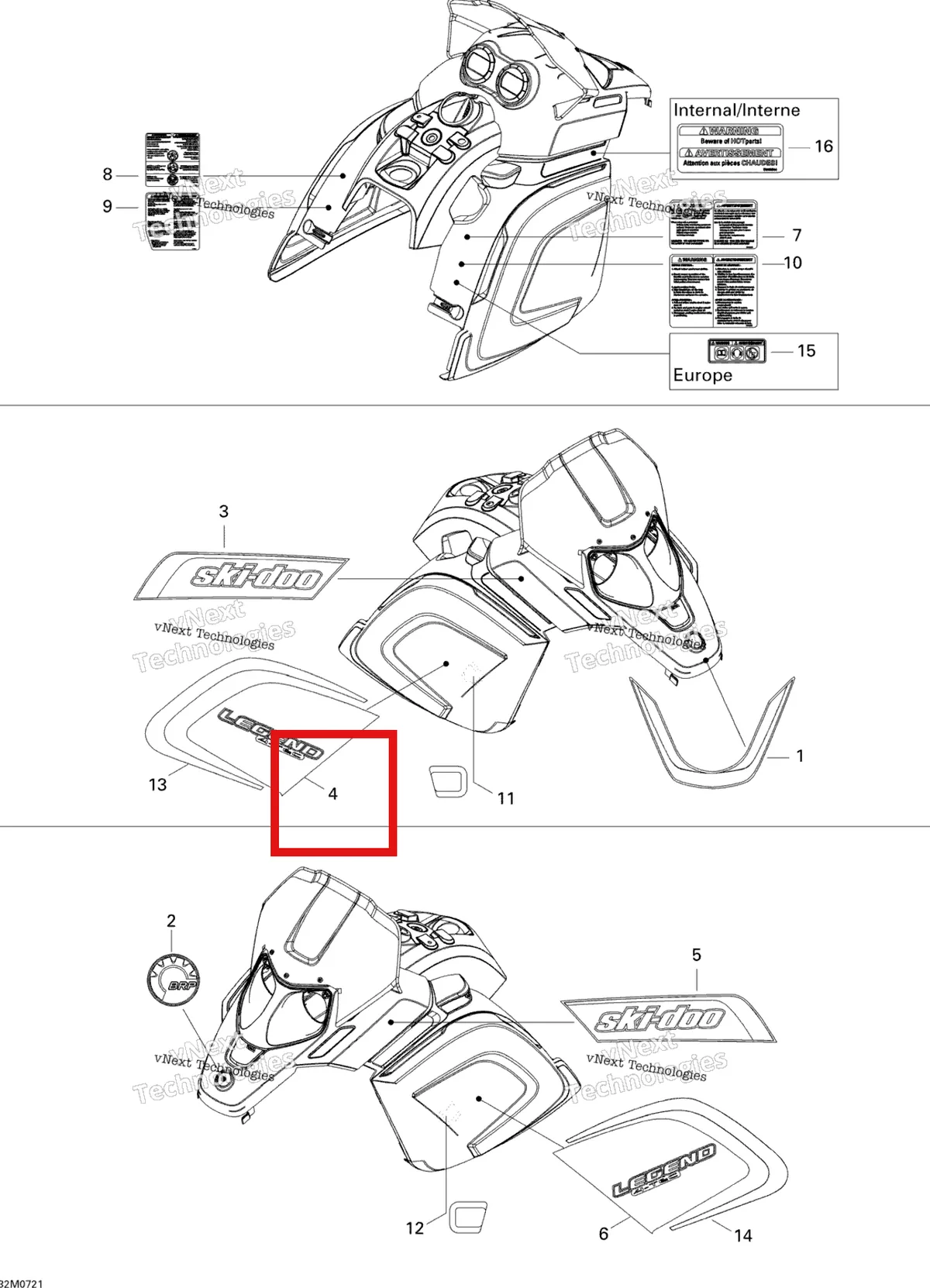 Деталь 516003257 на схеме узла 2007 Ski-Doo Legend Touring V800 Decals