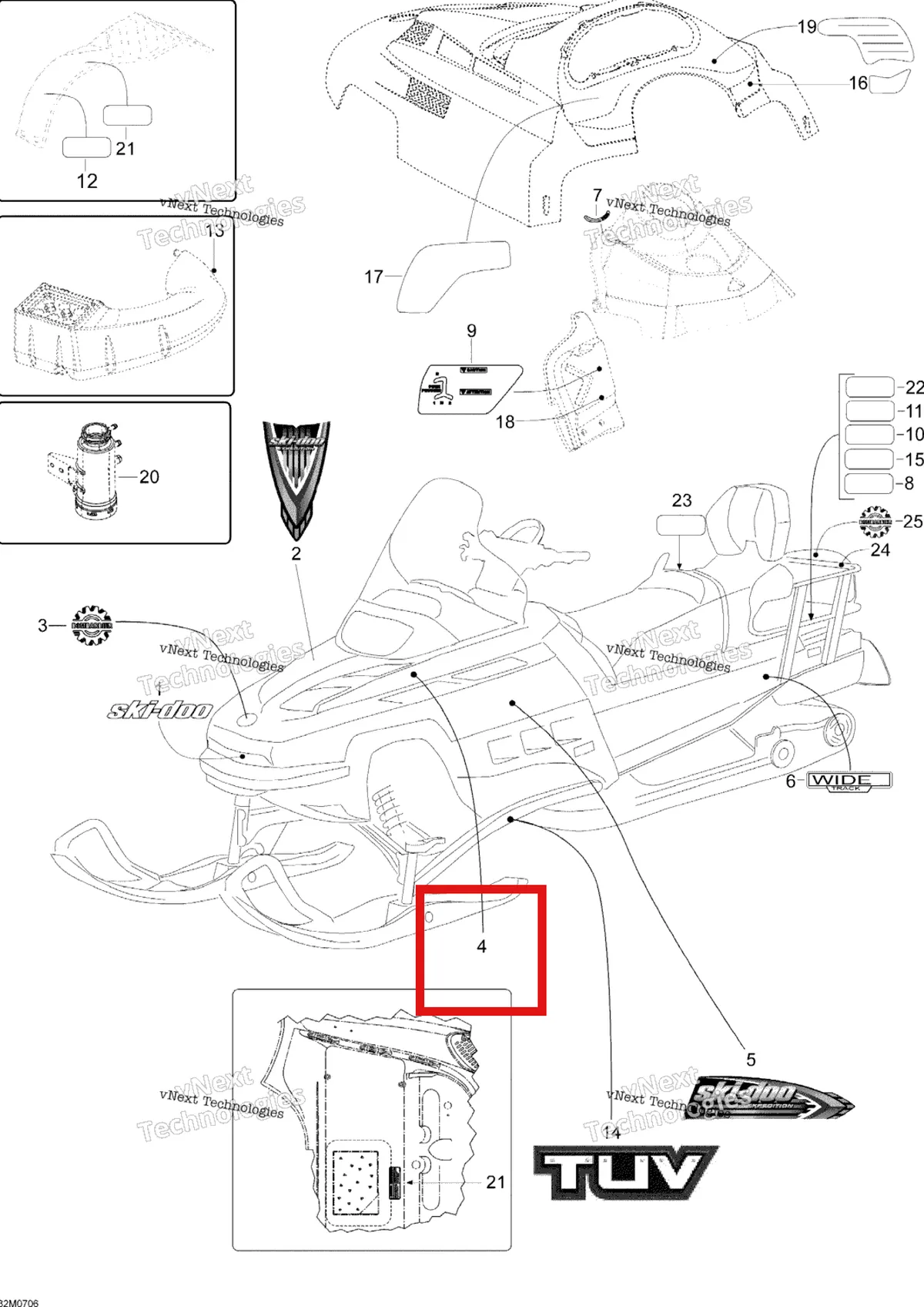 Деталь 516003259 на схеме узла 2007 Ski-Doo Expedition TUV V800 Decals