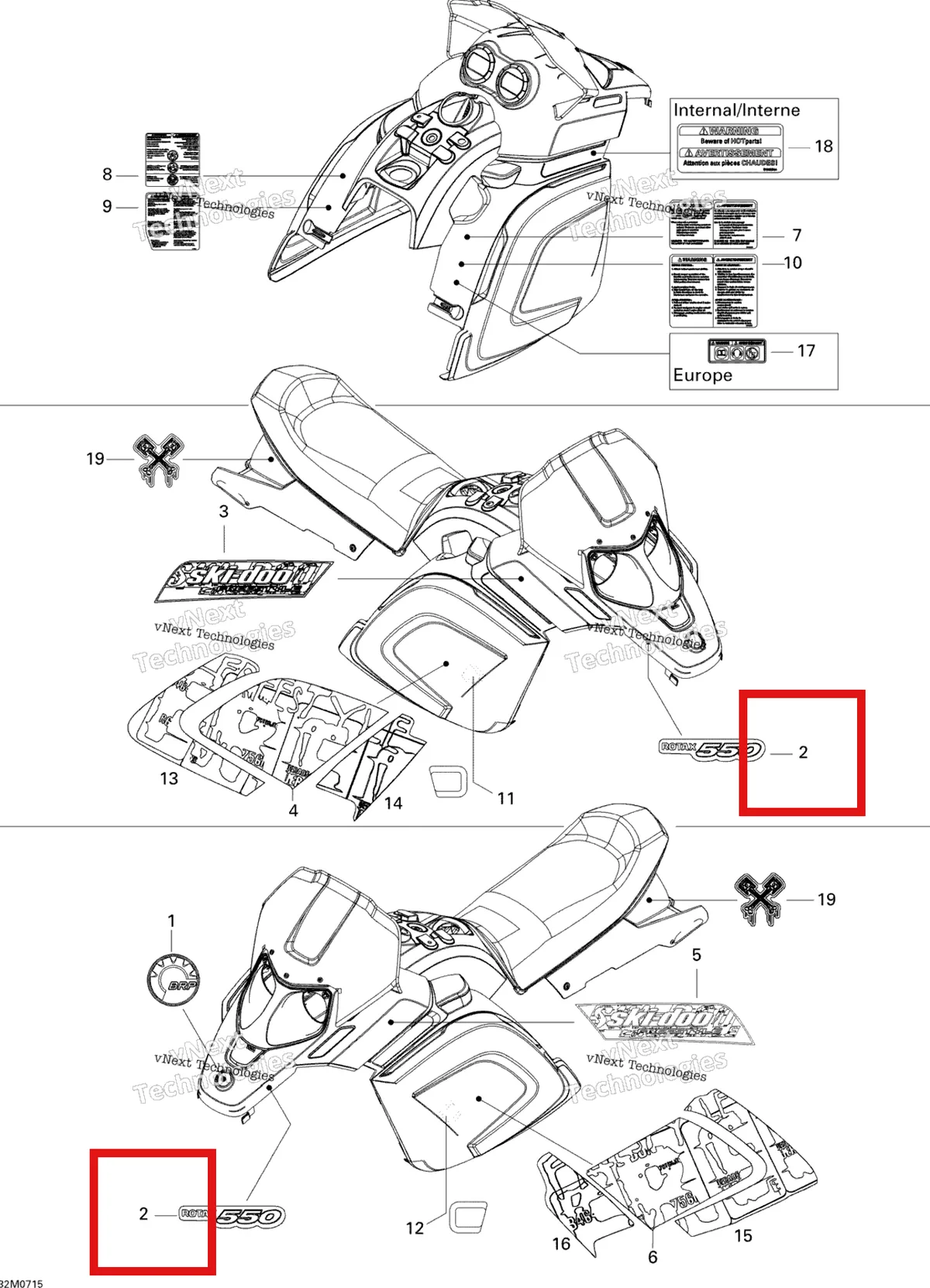 Деталь 516003273 на схеме узла 2007 Ski-Doo Freestyle Park 550F Decals