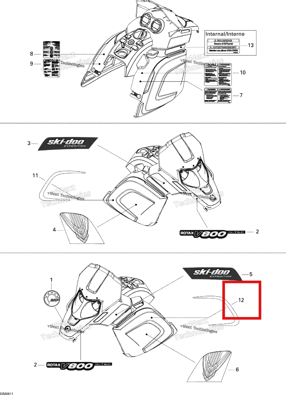 Деталь 516003274 на схеме узла 2008 Ski-Doo Expedition Sport V-800 Decals