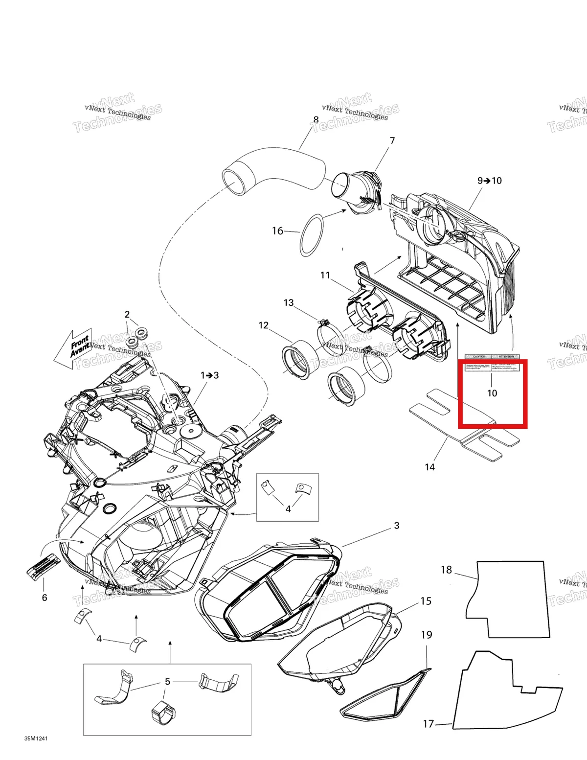 Схема применяемости: CAUTION наклейка впуск воздуха Ski-Doo Expedition TUV 600 H.O. SDI REV-XU (2009) (516003371)