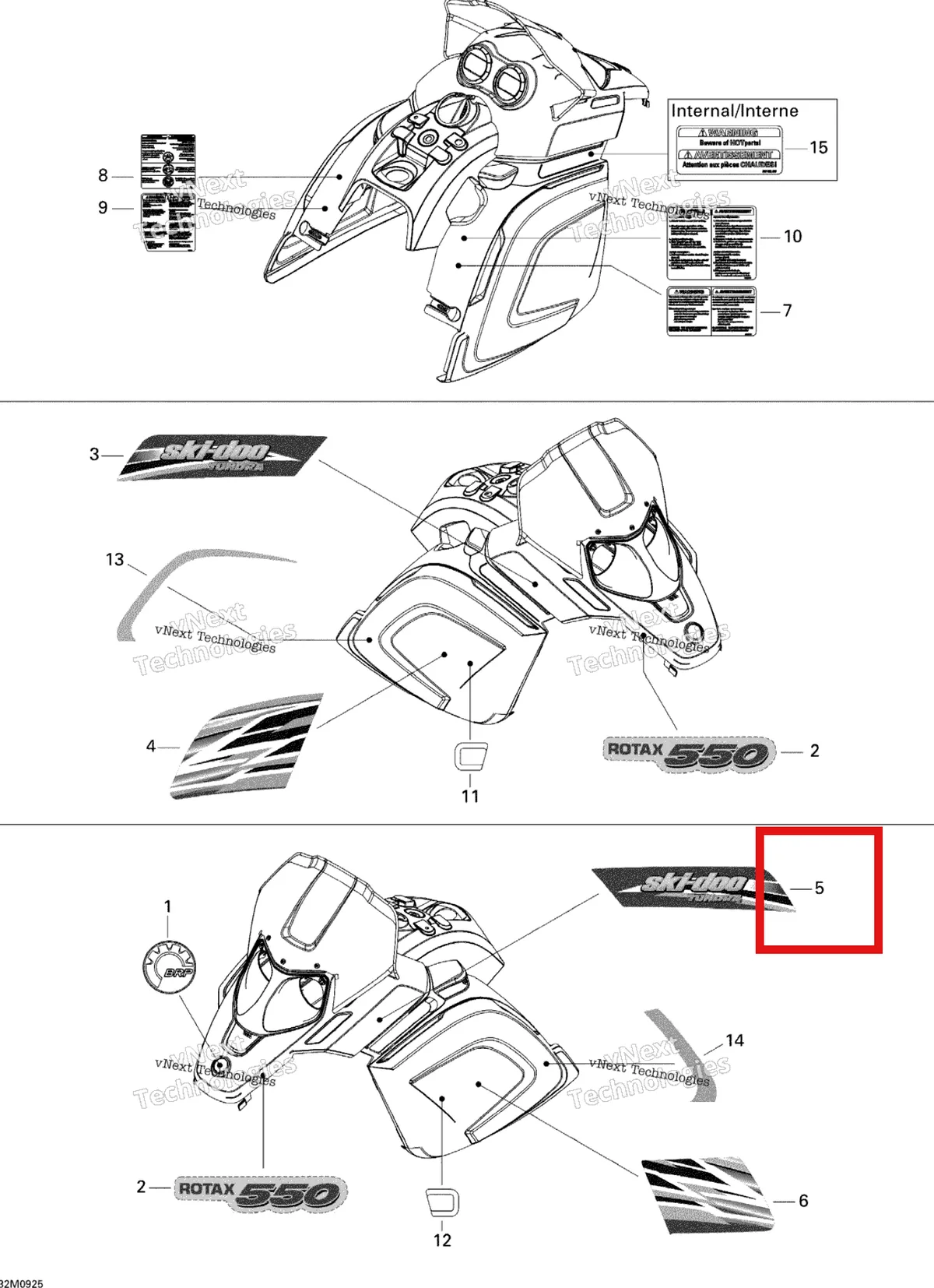 Деталь 516003396 на схеме узла 2009 Ski-Doo Skandic Tundra LT 550F Decals