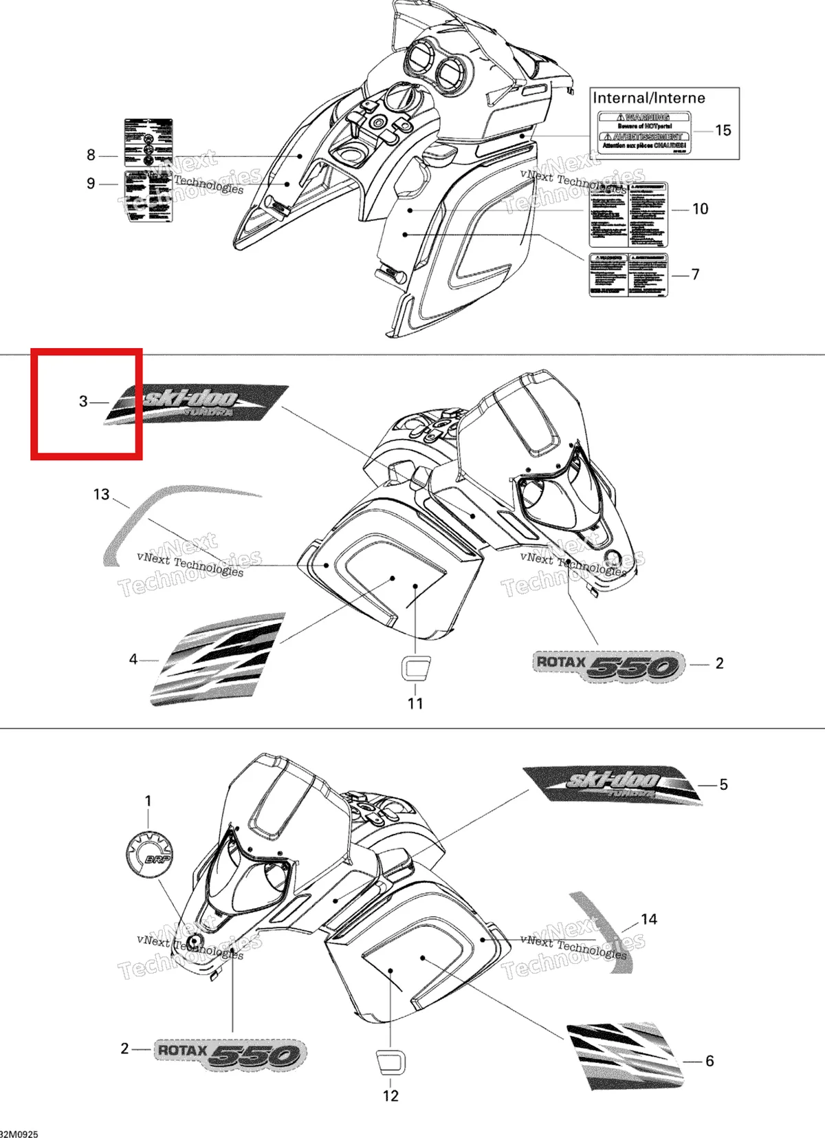 Деталь 516003397 на схеме узла 2009 Ski-Doo Skandic Tundra LT 550F Decals
