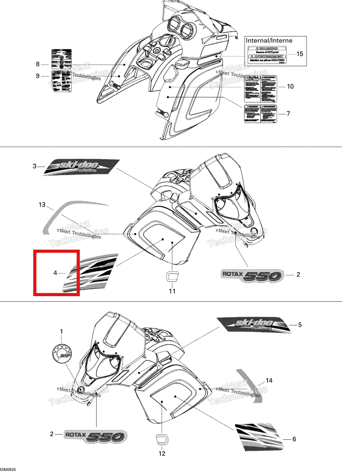 Деталь 516003399 на схеме узла 2009 Ski-Doo Skandic Tundra LT 550F Decals