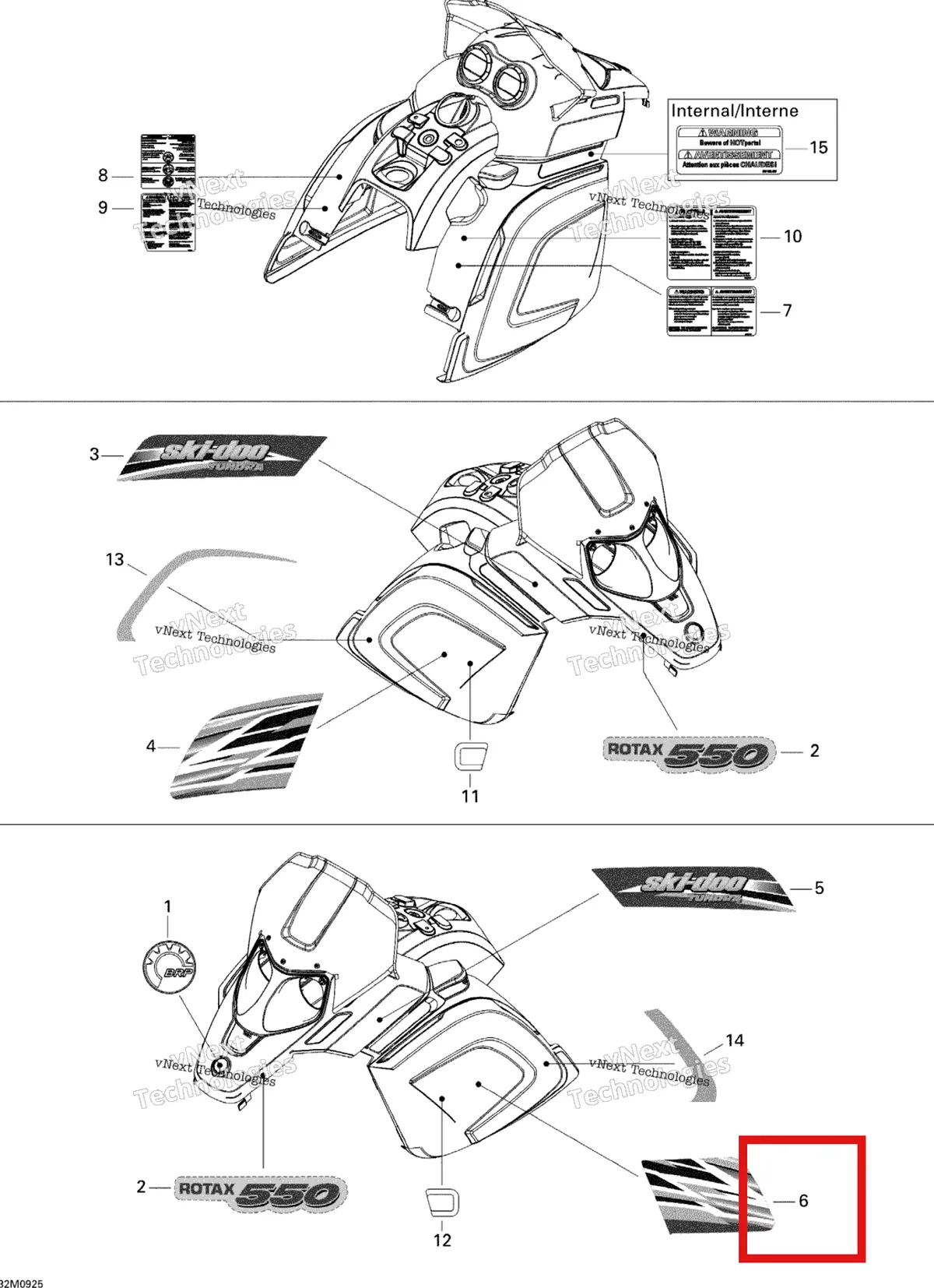 Деталь 516003401 на схеме узла 2009 Ski-Doo Skandic Tundra LT 550F Decals