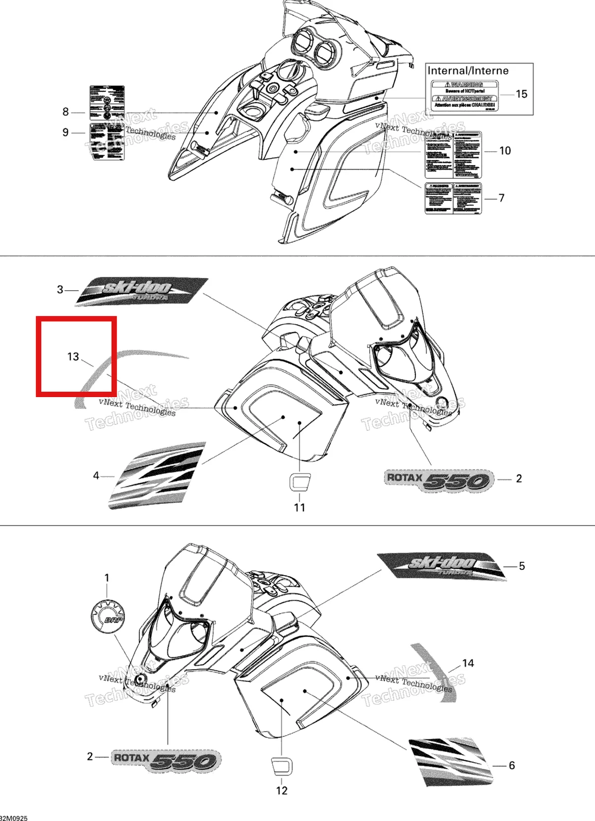 Деталь 516003403 на схеме узла 2009 Ski-Doo Skandic Tundra LT 550F Decals