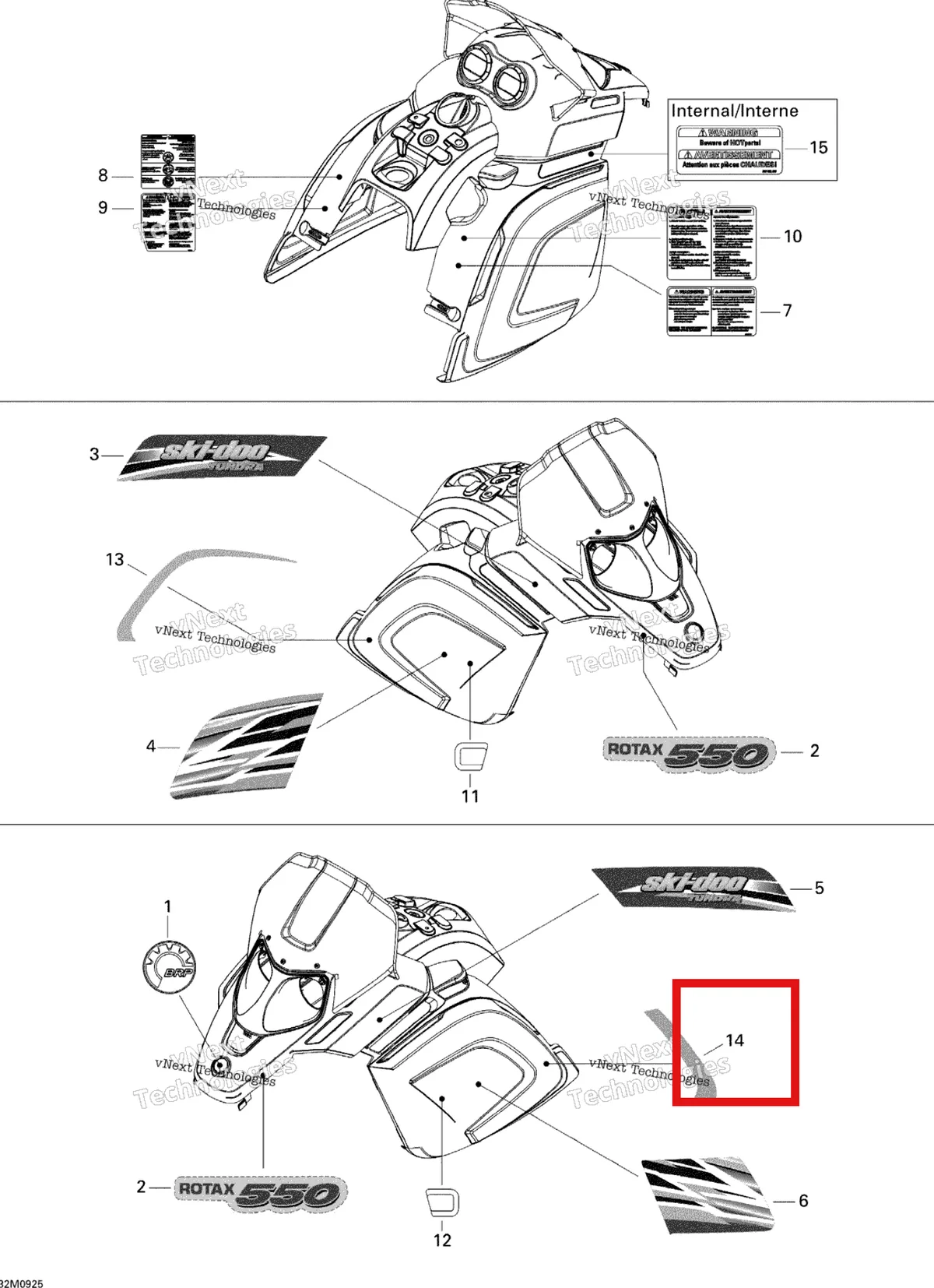 Деталь 516003404 на схеме узла 2009 Ski-Doo Skandic Tundra LT 550F Decals