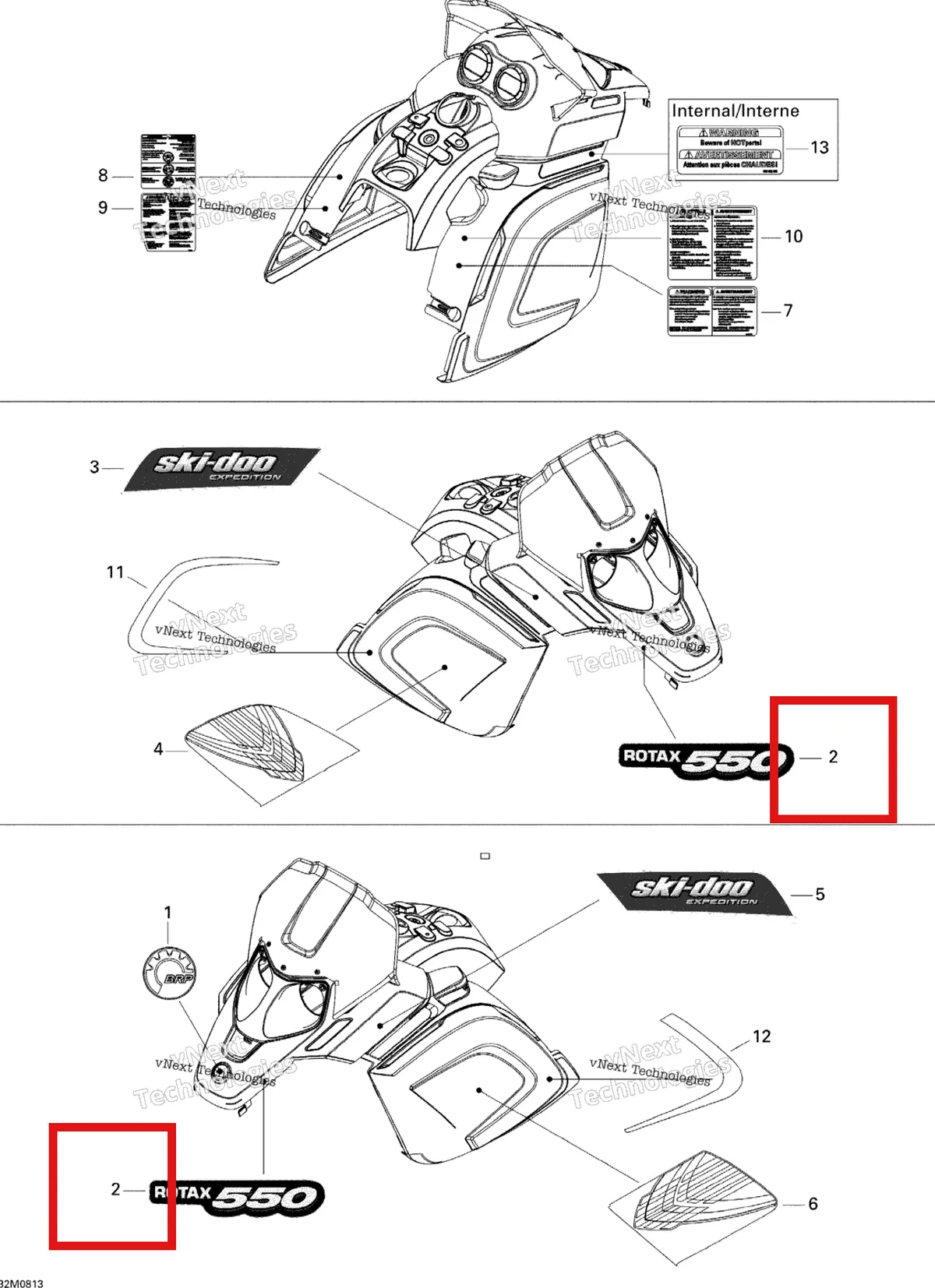 Деталь 516003405 на схеме узла 2008 Ski-Doo Expedition Sport 550F Decals