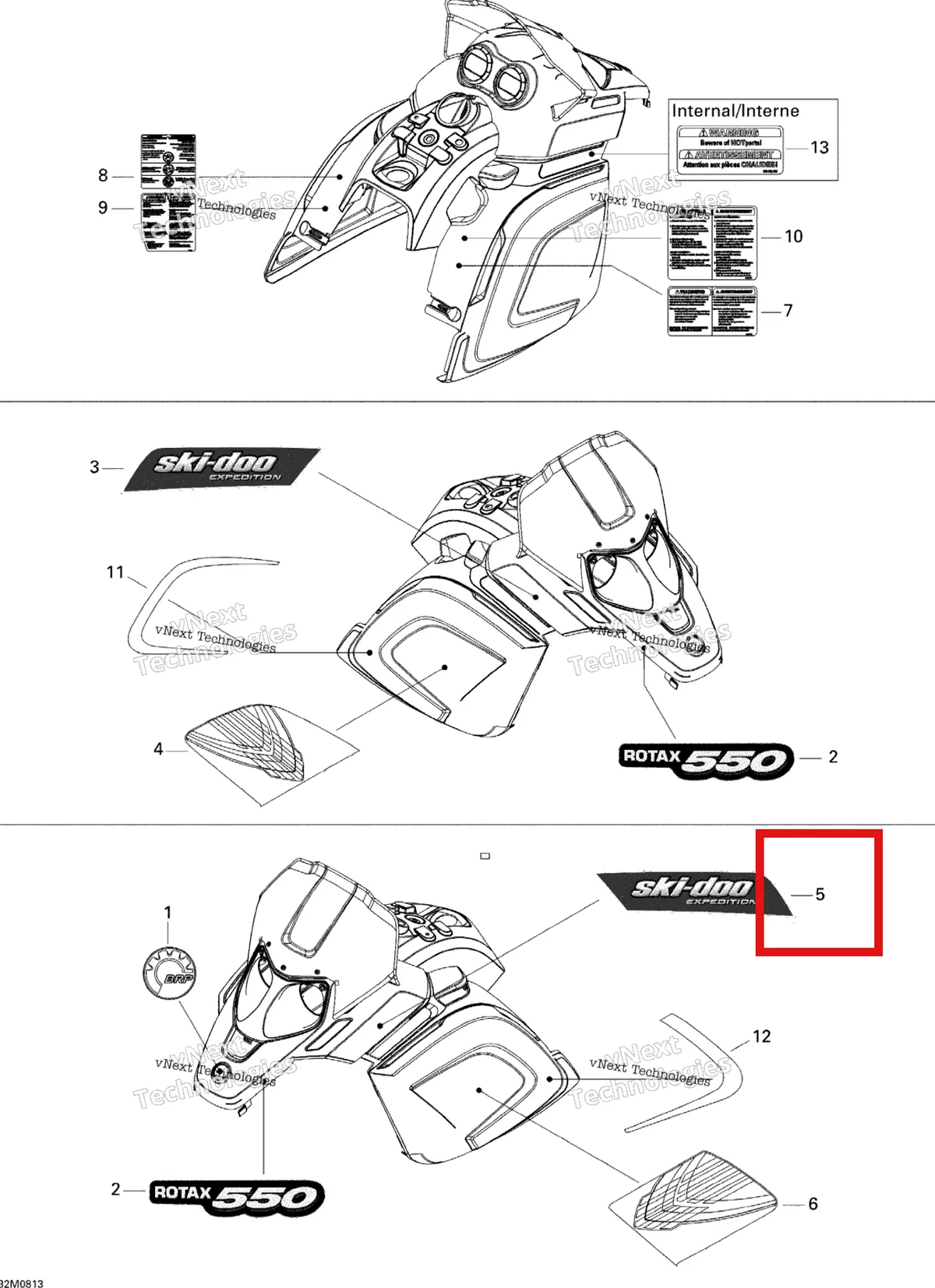 Деталь 516003407 на схеме узла 2008 Ski-Doo Expedition Sport 550F Decals