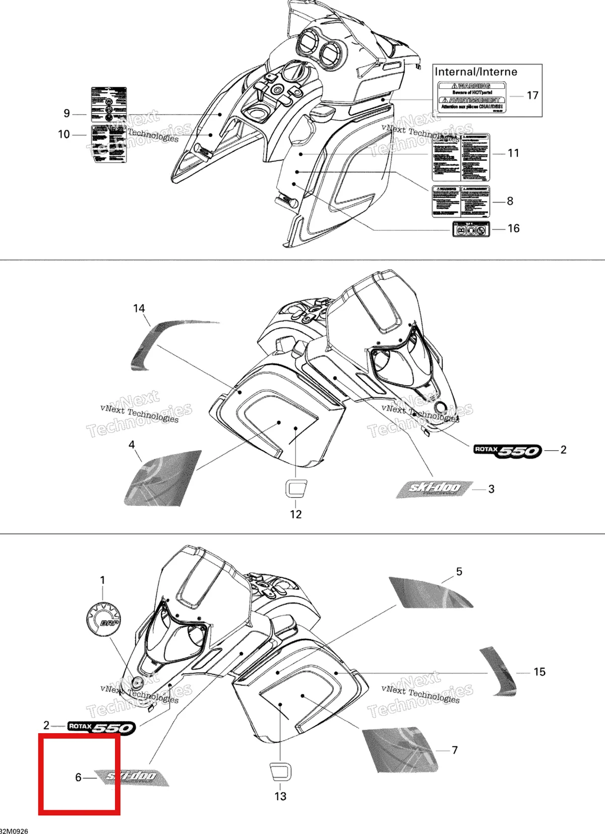 Деталь 516003420 на схеме узла 2009 Ski-Doo Freestyle Back Country Decals