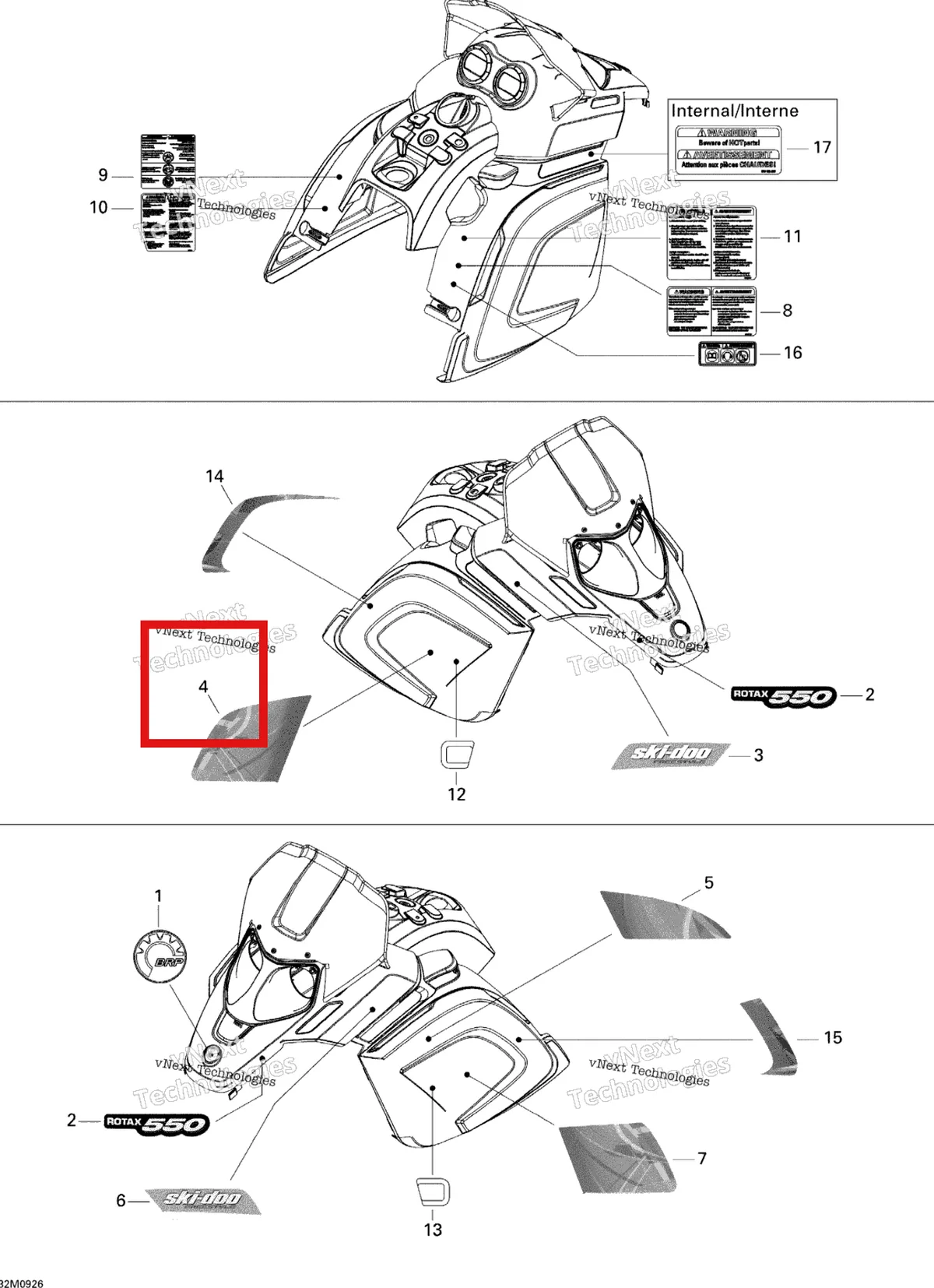 Деталь 516003423 на схеме узла 2009 Ski-Doo Freestyle Back Country Decals