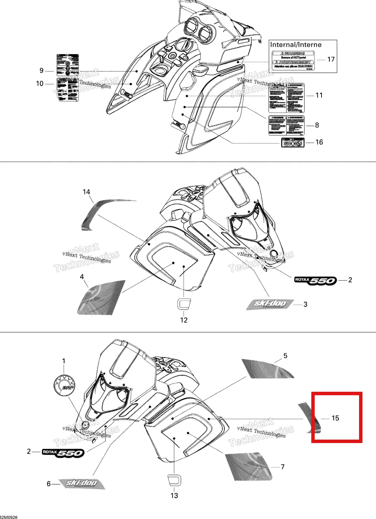 Деталь 516003425 на схеме узла 2009 Ski-Doo Freestyle Back Country Decals