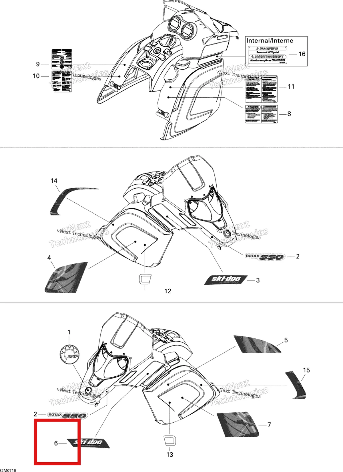 Деталь 516003427 на схеме узла 2008 Ski-Doo Freestyle PARK 550F Decals