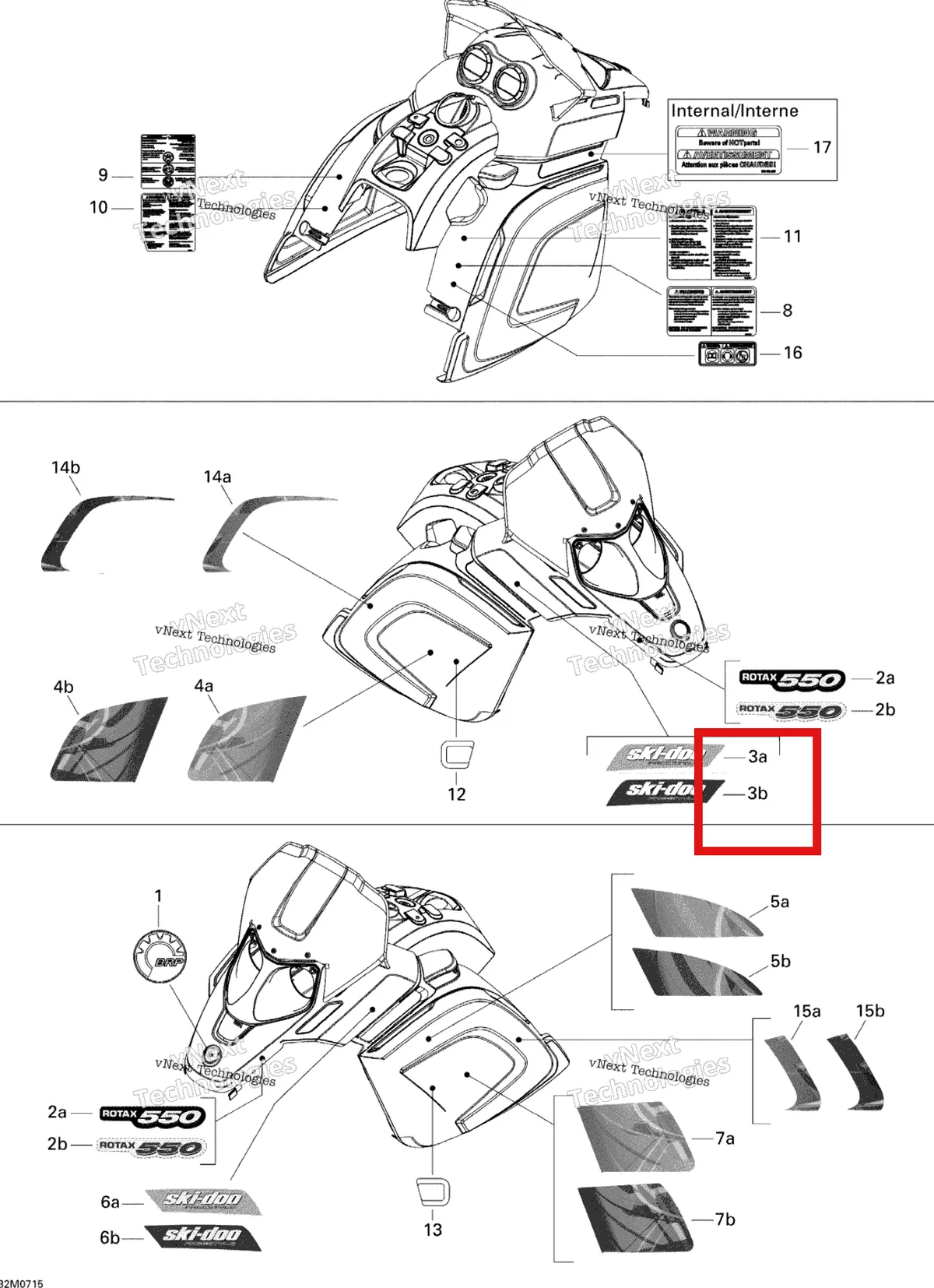 Деталь 516003428 на схеме узла 2008 Ski-Doo Freestyle Back Country 550F Decals