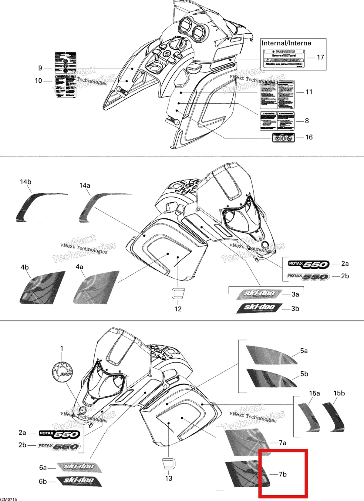 Деталь 516003429 на схеме узла 2008 Ski-Doo Freestyle Back Country 550F Decals