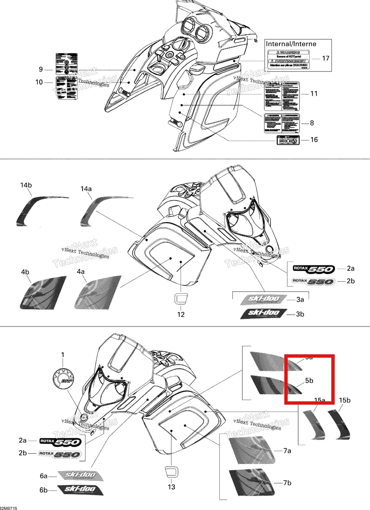 Деталь 516003431 на схеме узла 2008 Ski-Doo Freestyle Back Country 550F Decals
