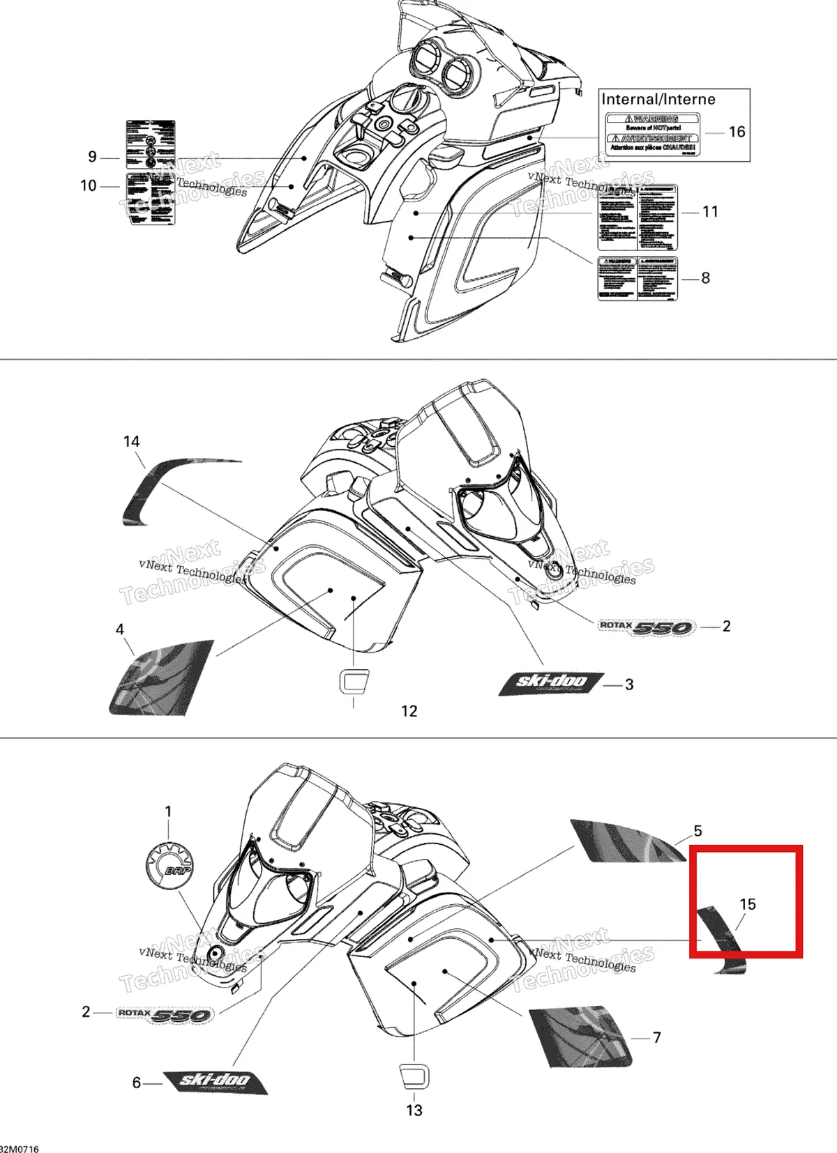 Деталь 516003432 на схеме узла 2008 Ski-Doo Freestyle PARK 550F Decals