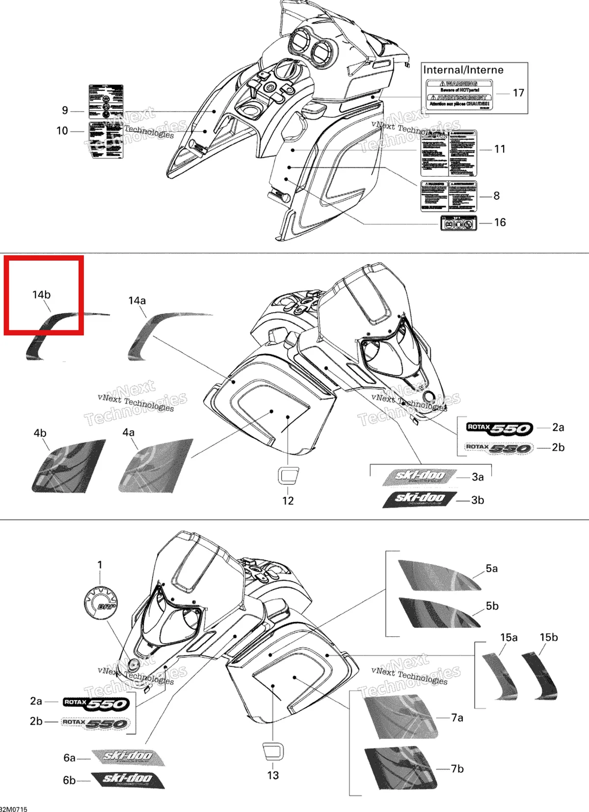 Деталь 516003433 на схеме узла 2008 Ski-Doo Freestyle Back Country 550F Decals