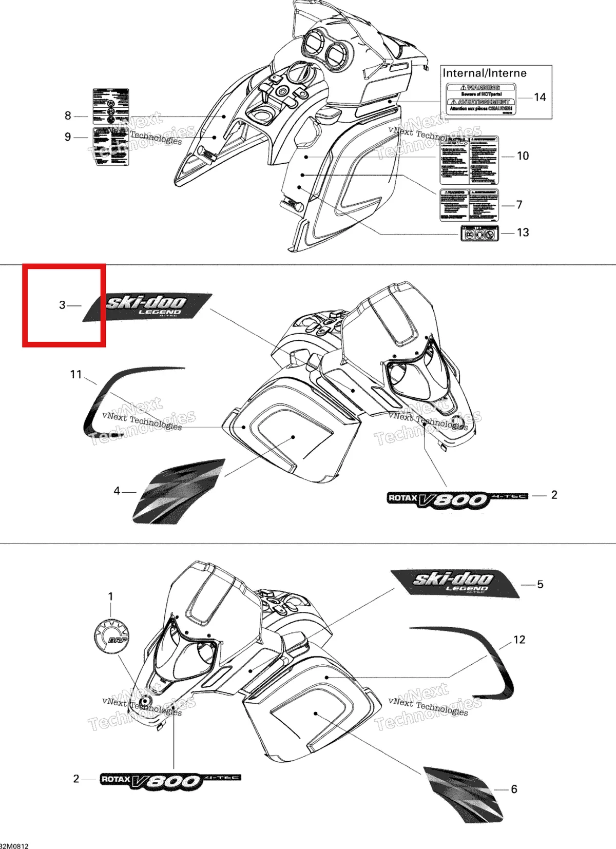 Деталь 516003435 на схеме узла 2009 Ski-Doo Legend Touring Decals