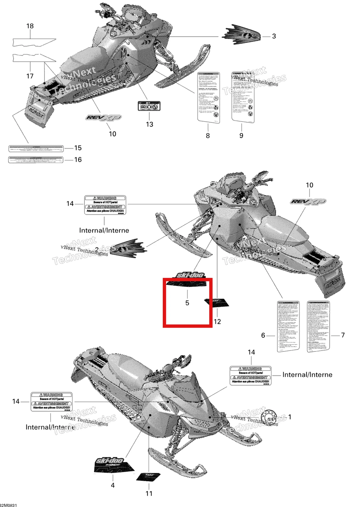 Деталь 516003441 на схеме узла 2008 Ski-Doo MX Z TNT 500SS Decals