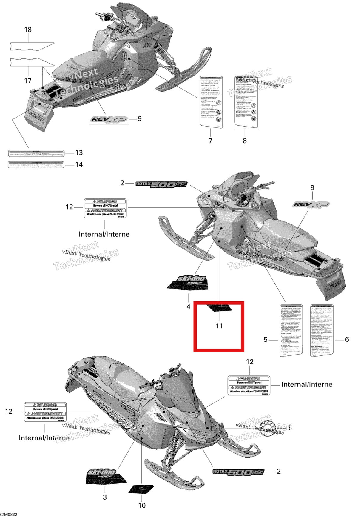 Деталь 516003445 на схеме узла 2008 Ski-Doo MX Z TRAIL 500SS Decals