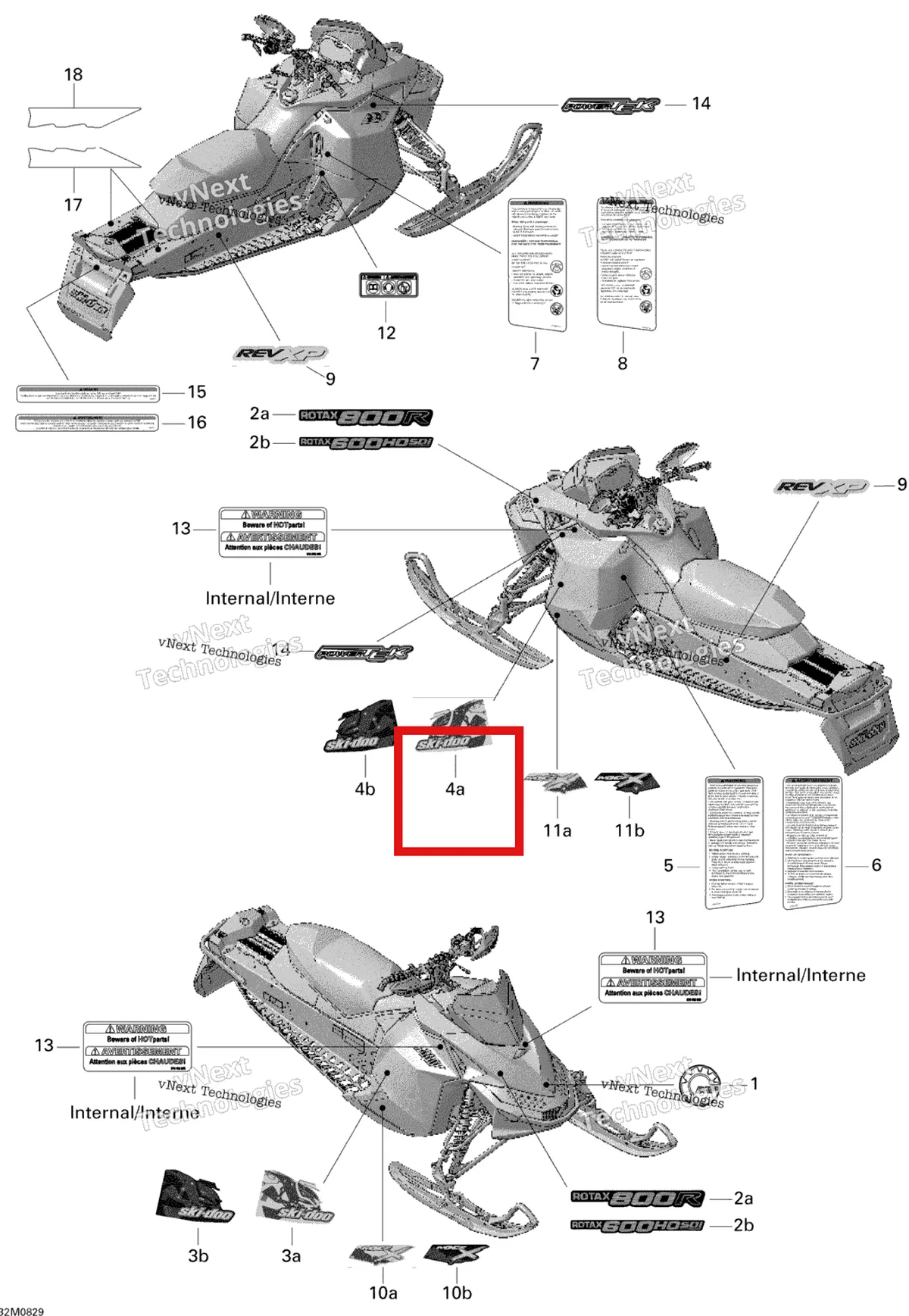 Деталь 516003451 на схеме узла 2008 Ski-Doo MX Z X 800R Decals 800R