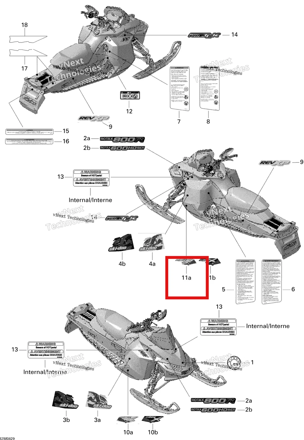 Деталь 516003453 на схеме узла 2008 Ski-Doo MX Z X 800R Decals 800R