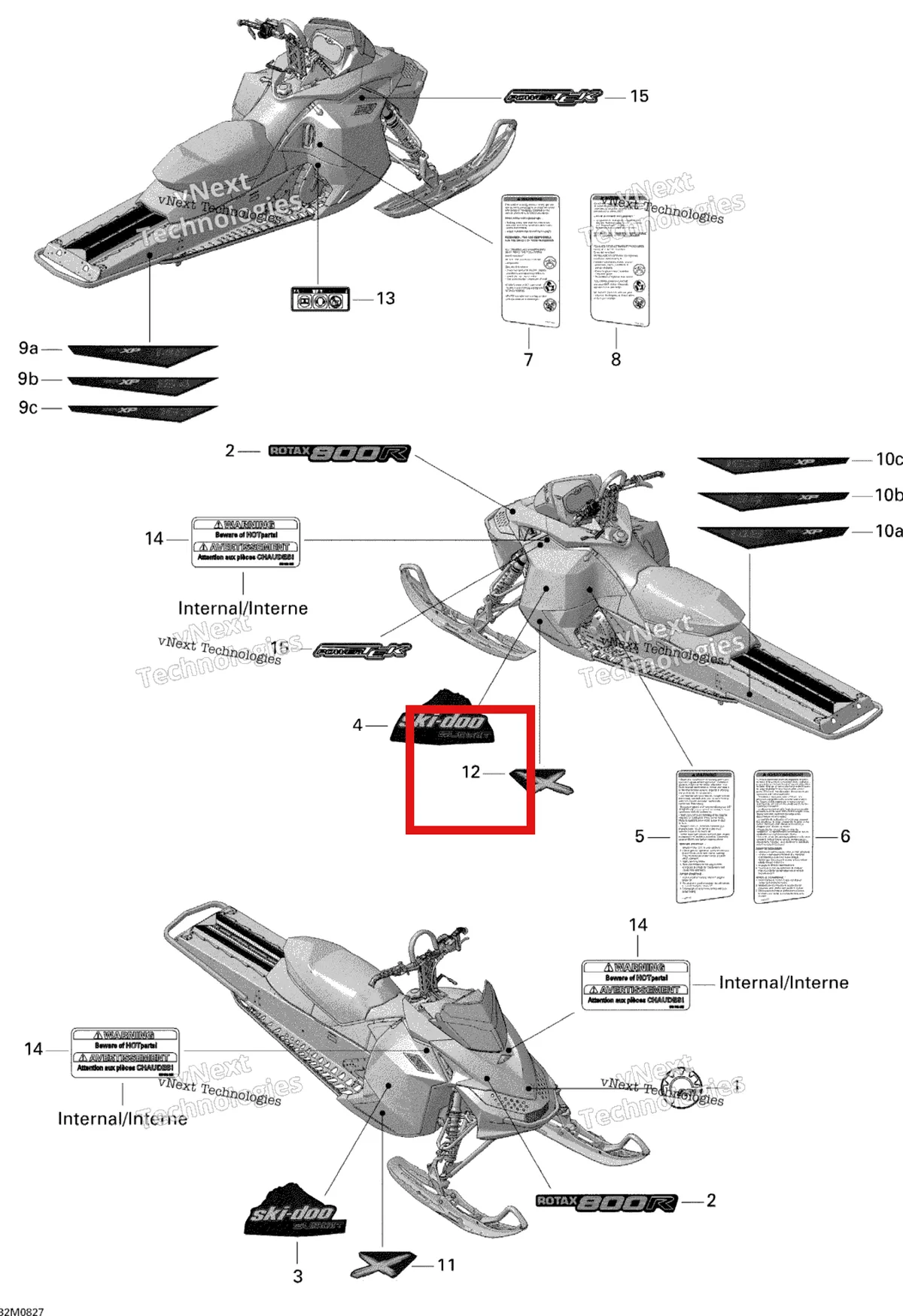 Деталь 516003497 на схеме узла 2008 Ski-Doo Summit X 800R Decals