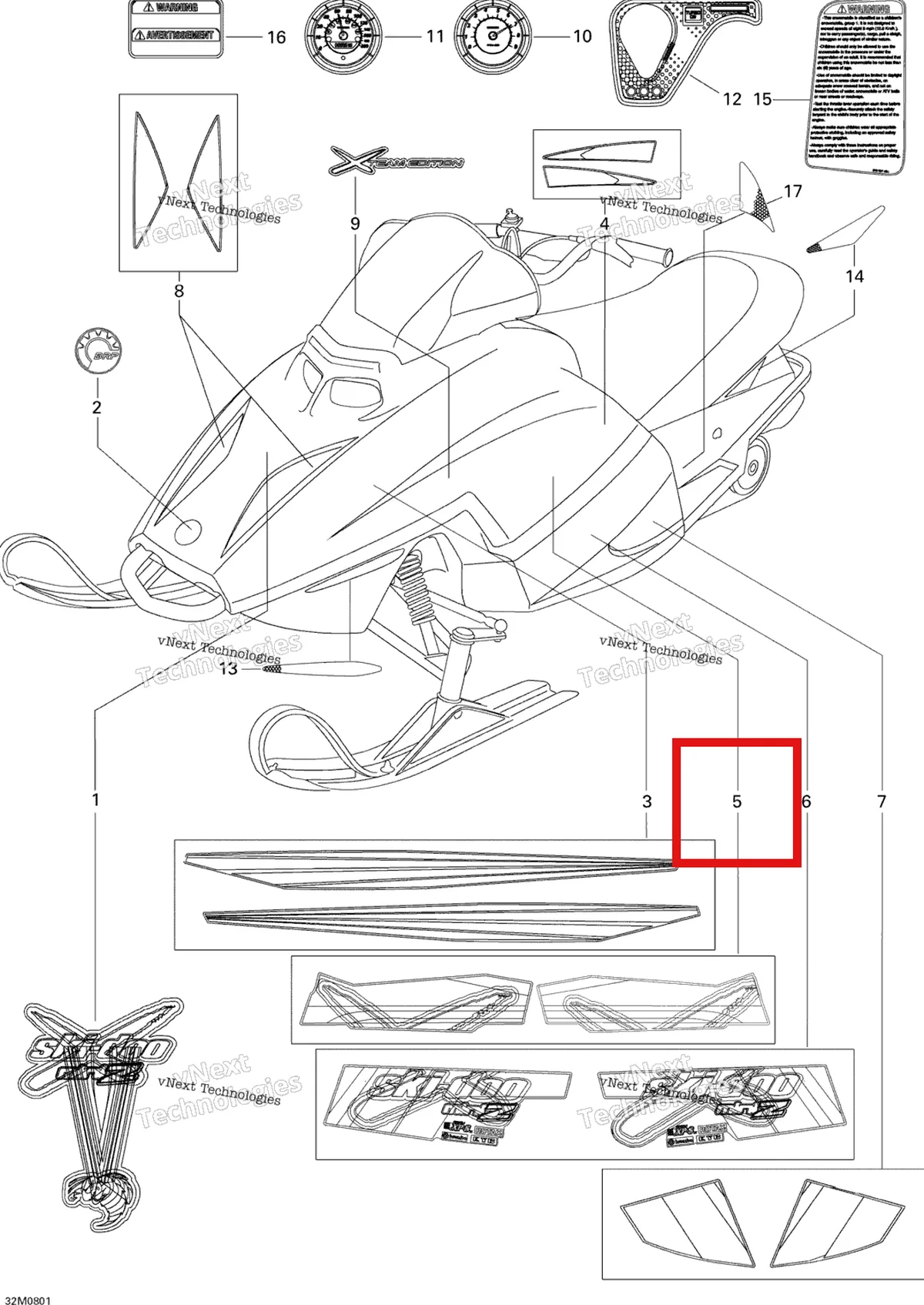 Деталь 516003537 на схеме узла 2008 Ski-Doo Mini Z Decals