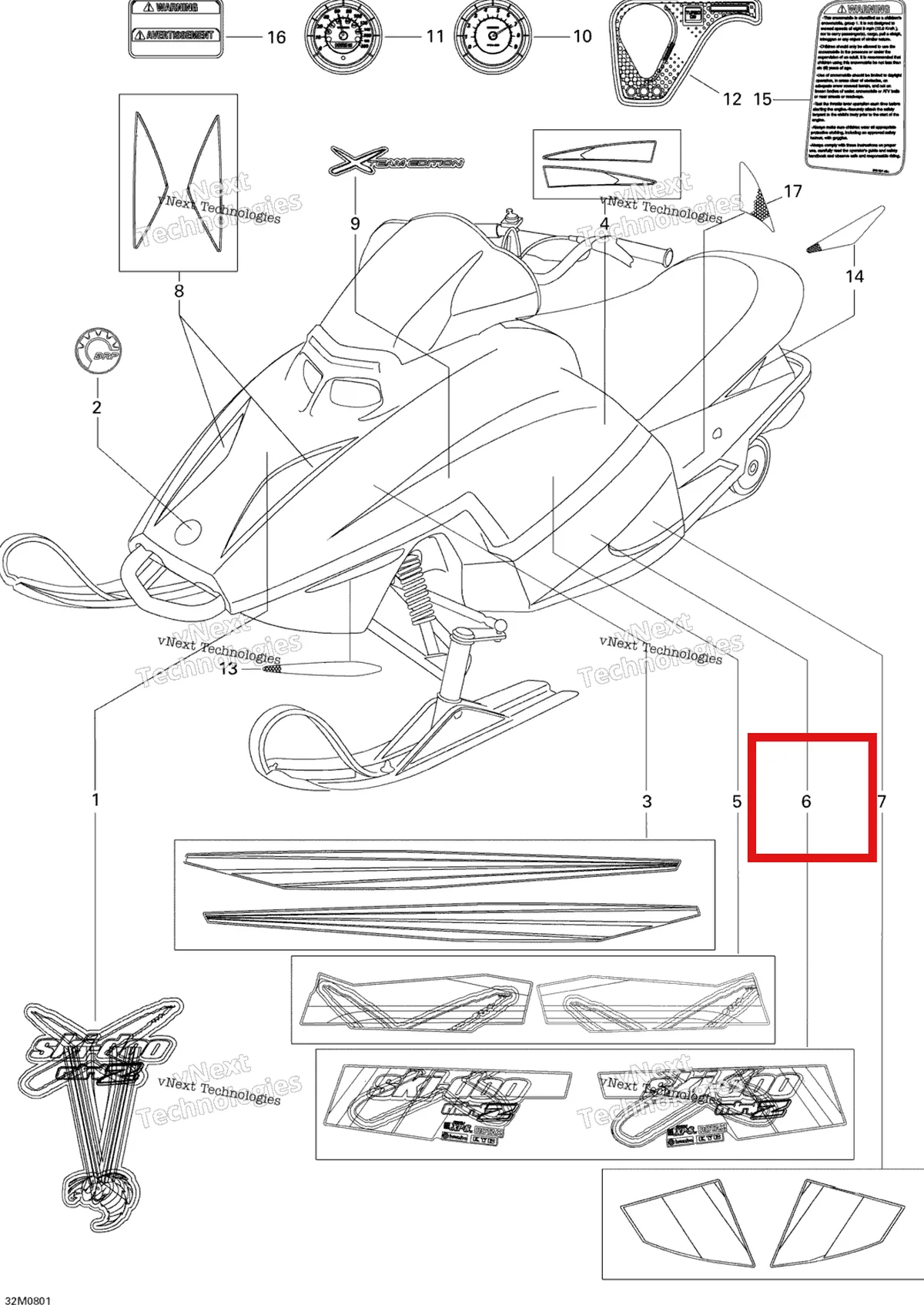 Деталь 516003539 на схеме узла 2008 Ski-Doo Mini Z Decals