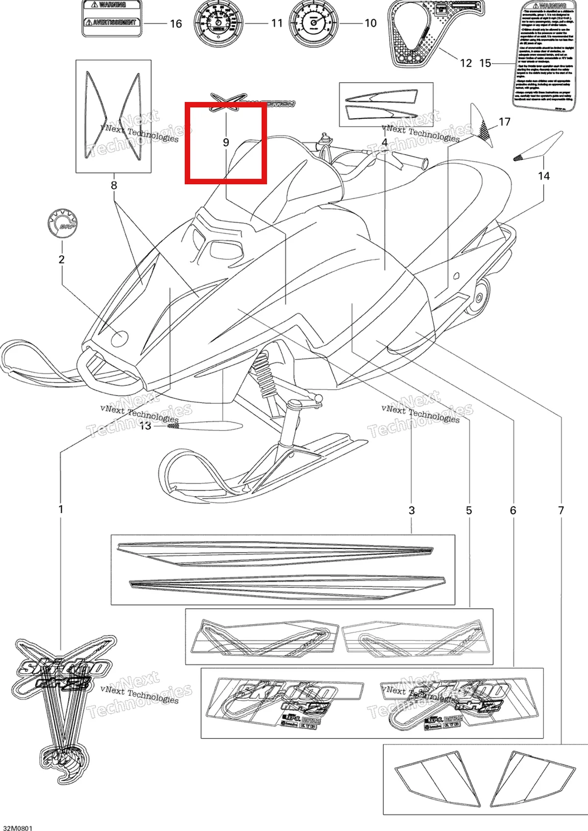 Деталь 516003541 на схеме узла 2008 Ski-Doo Mini Z Decals