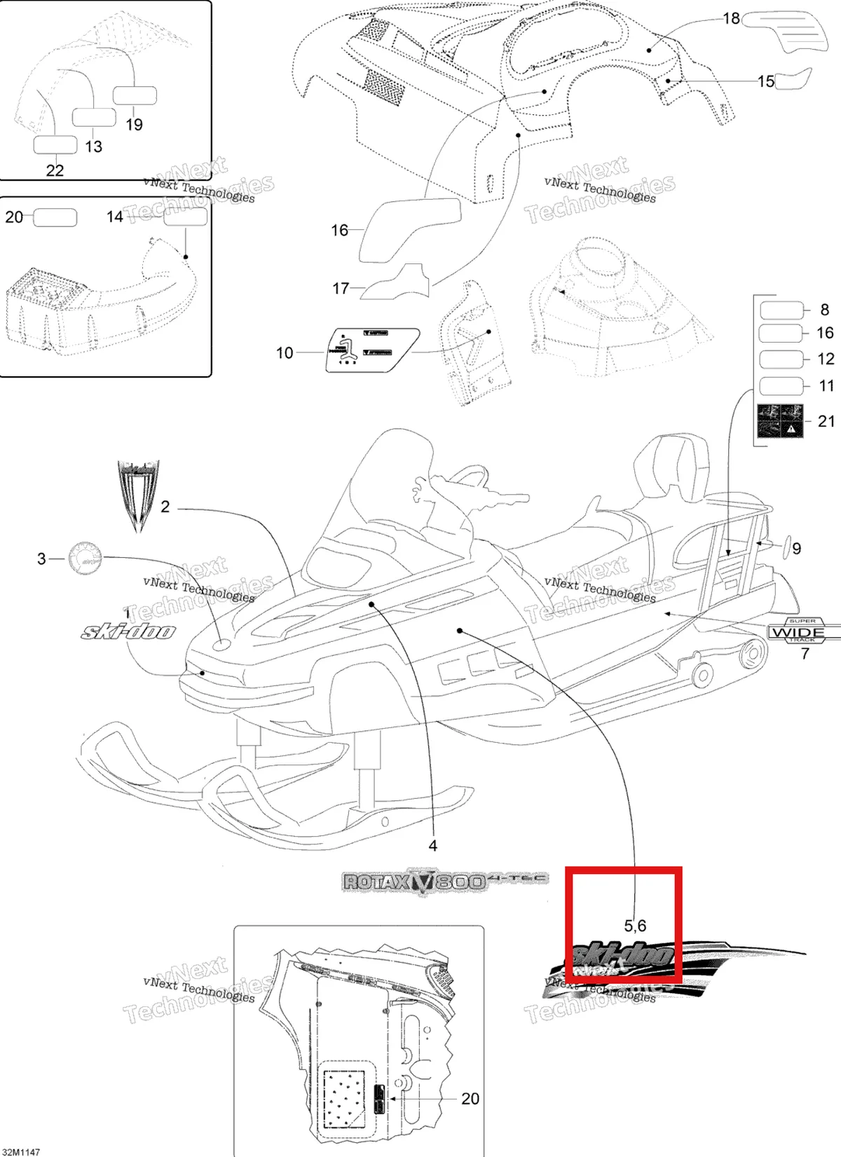 Деталь 516003561 на схеме узла 2012 Ski-Doo Skandic SWT V800 YetiII Decals