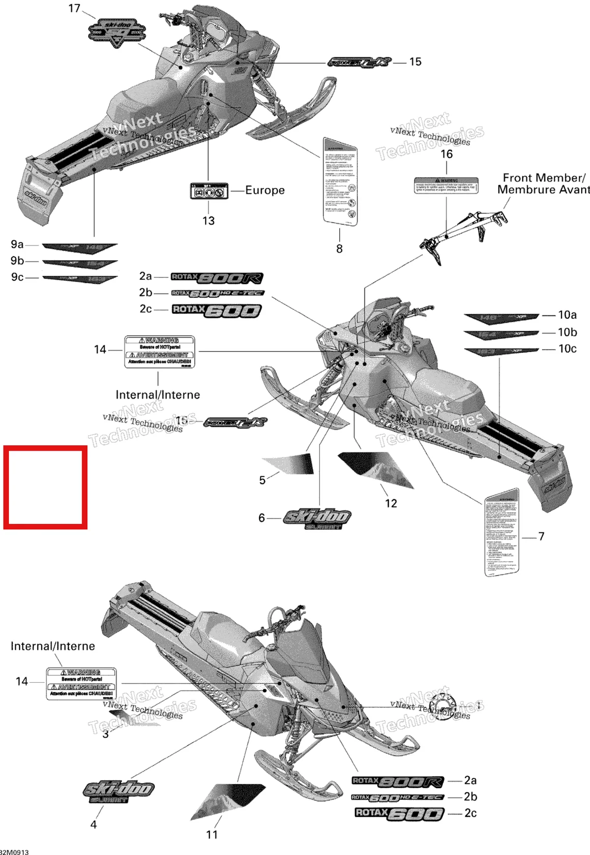 Деталь 516003564 на схеме узла 2009 Ski-Doo Summit Everest 500SS Decals 500Ss