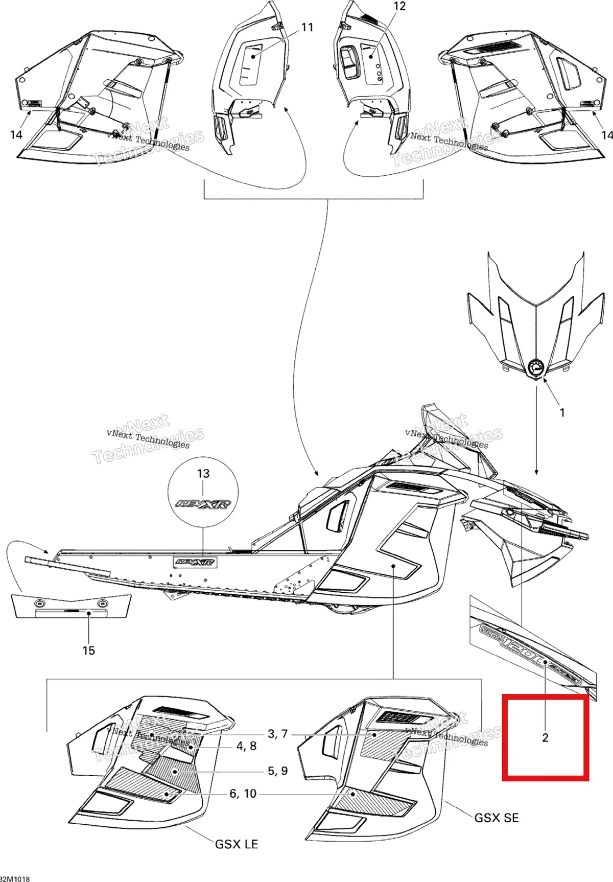 Деталь 516003648 на схеме узла 2010 Ski-Doo GSX LE 1200 Decals Le