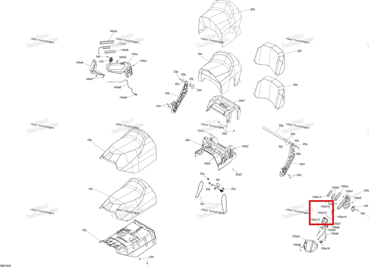 Деталь 516003816 на схеме узла 2019 Ski-Doo GRAND TOURING 600 ACE Seat