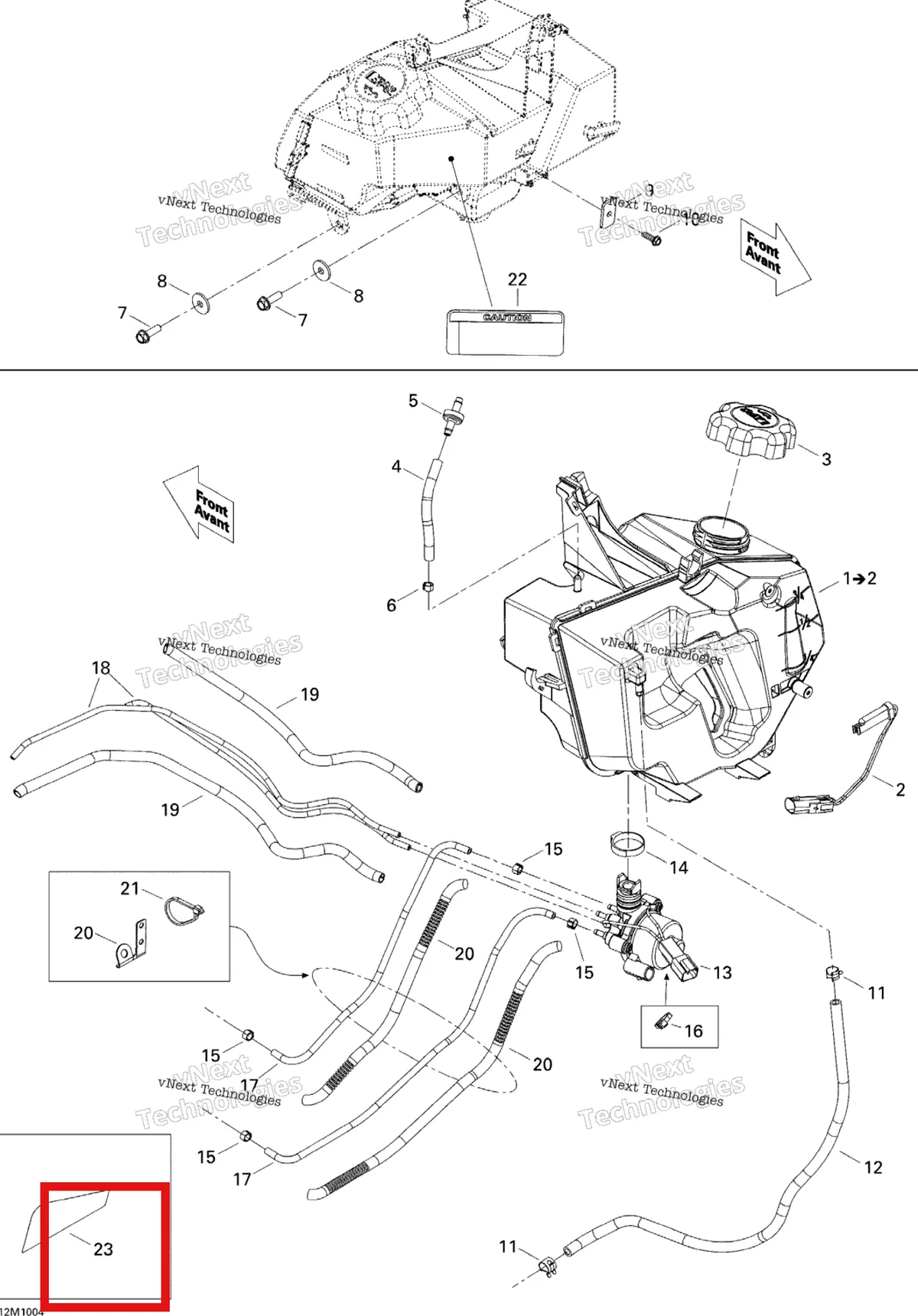 Деталь 516003861 (Деталь Protect Decal) на схеме узла 2010 Ski-Doo MX Z X 800R ETEC Oil System