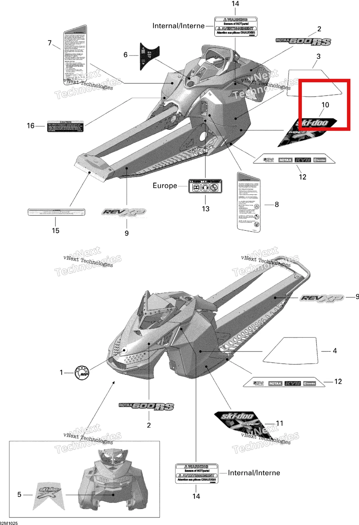Деталь 516003912 на схеме узла 2010 Ski-Doo MX Z X 600RS Decals