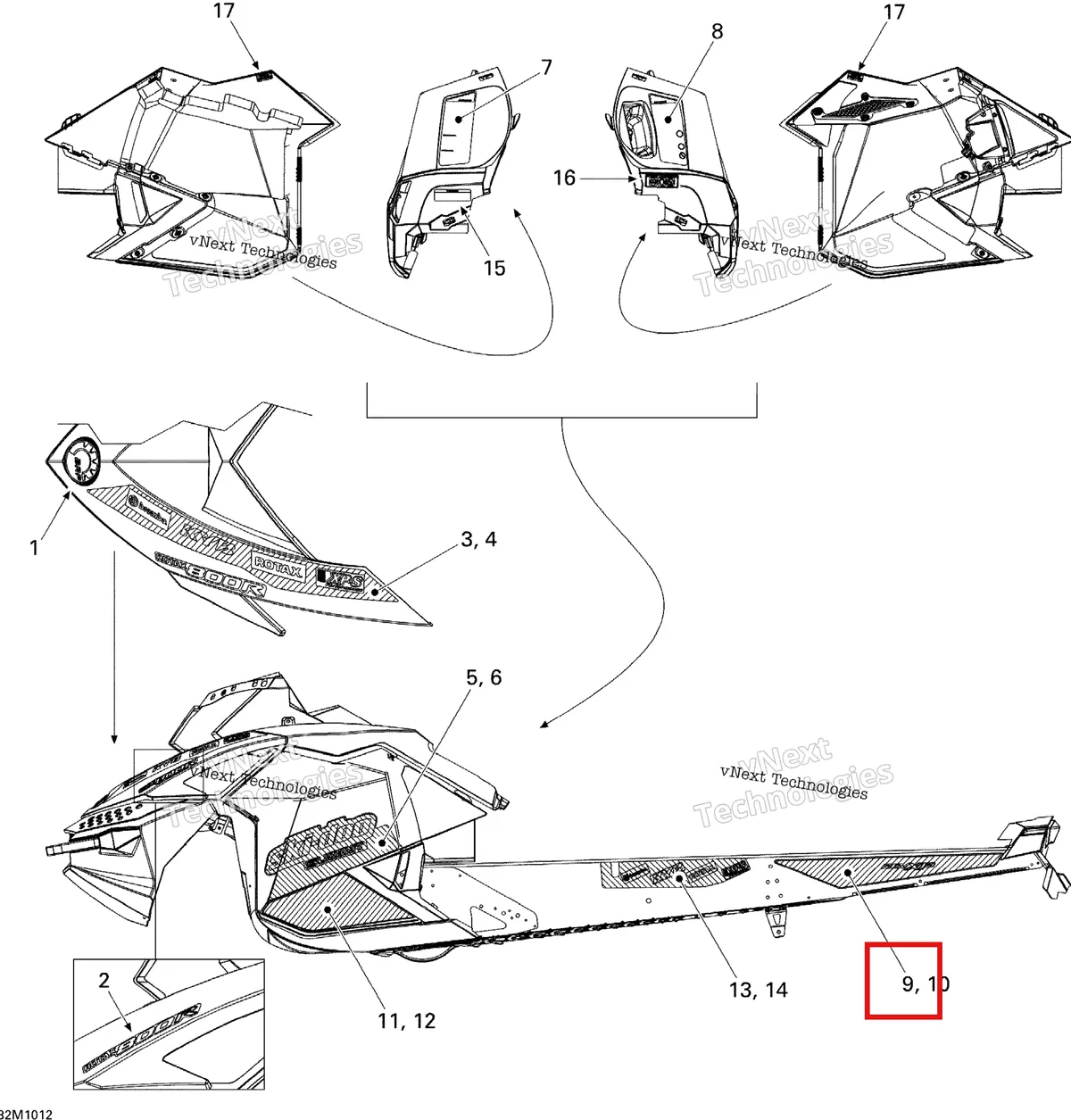 Деталь 516003982 на схеме узла 2010 Ski-Doo Summit HillClimb Decals