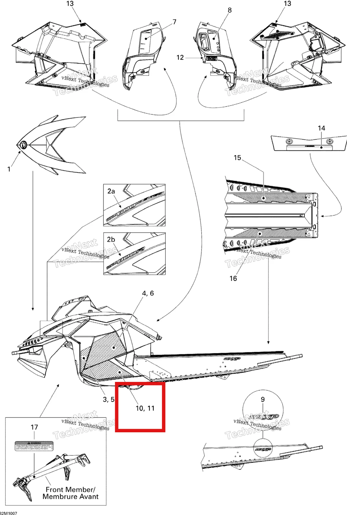 Деталь 516004008 на схеме узла 2010 Ski-Doo Renegade X 600HO ETEC Decals 600Ho Etec