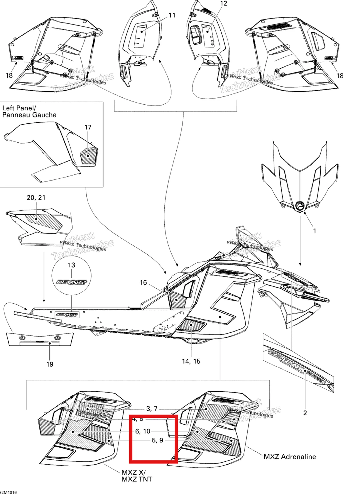 Деталь 516004061 на схеме узла 2010 Ski-Doo MX Z X 1200 Decals X