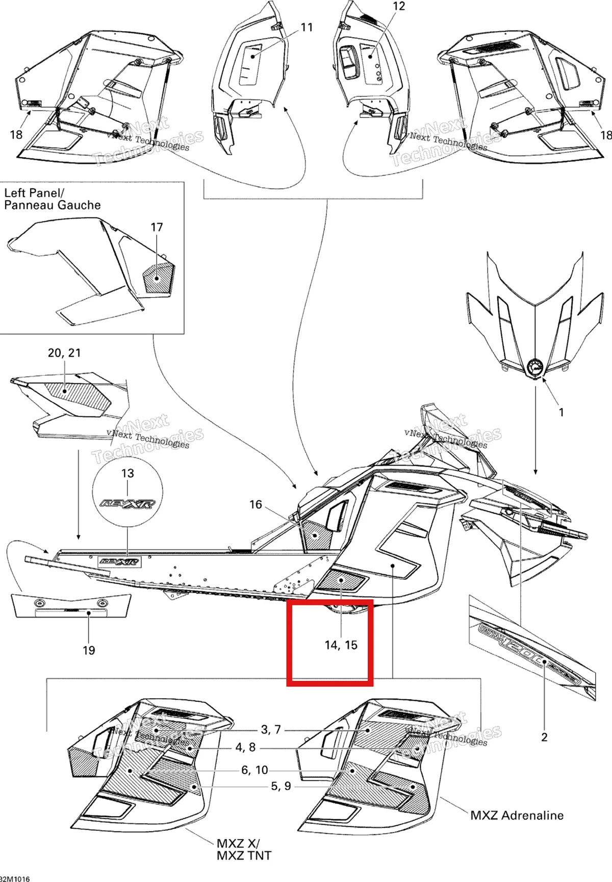 Деталь 516004083 на схеме узла 2010 Ski-Doo MX Z X 1200 Decals X