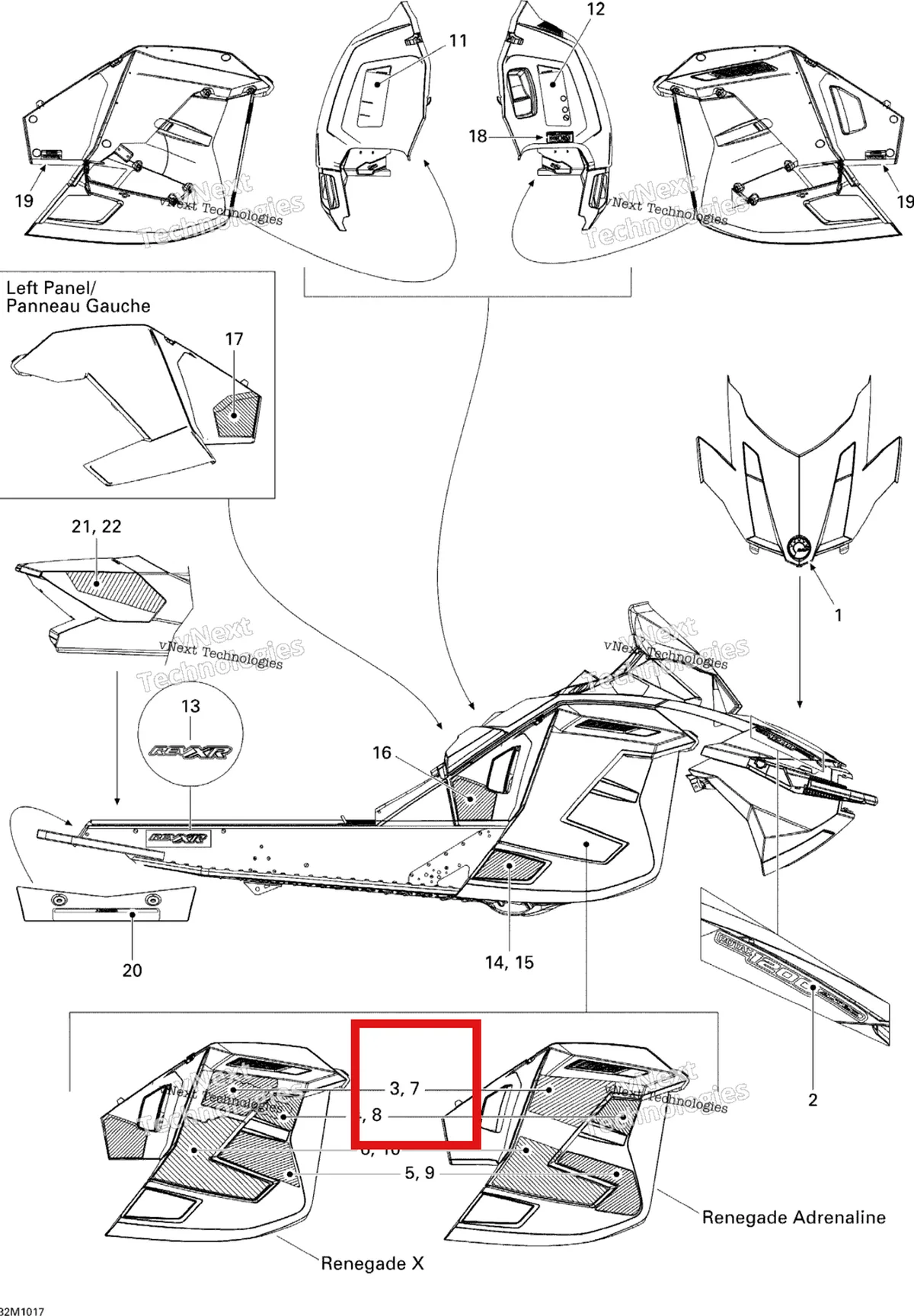 Деталь 516004092 на схеме узла 2010 Ski-Doo Renegade X 1200 Decals X