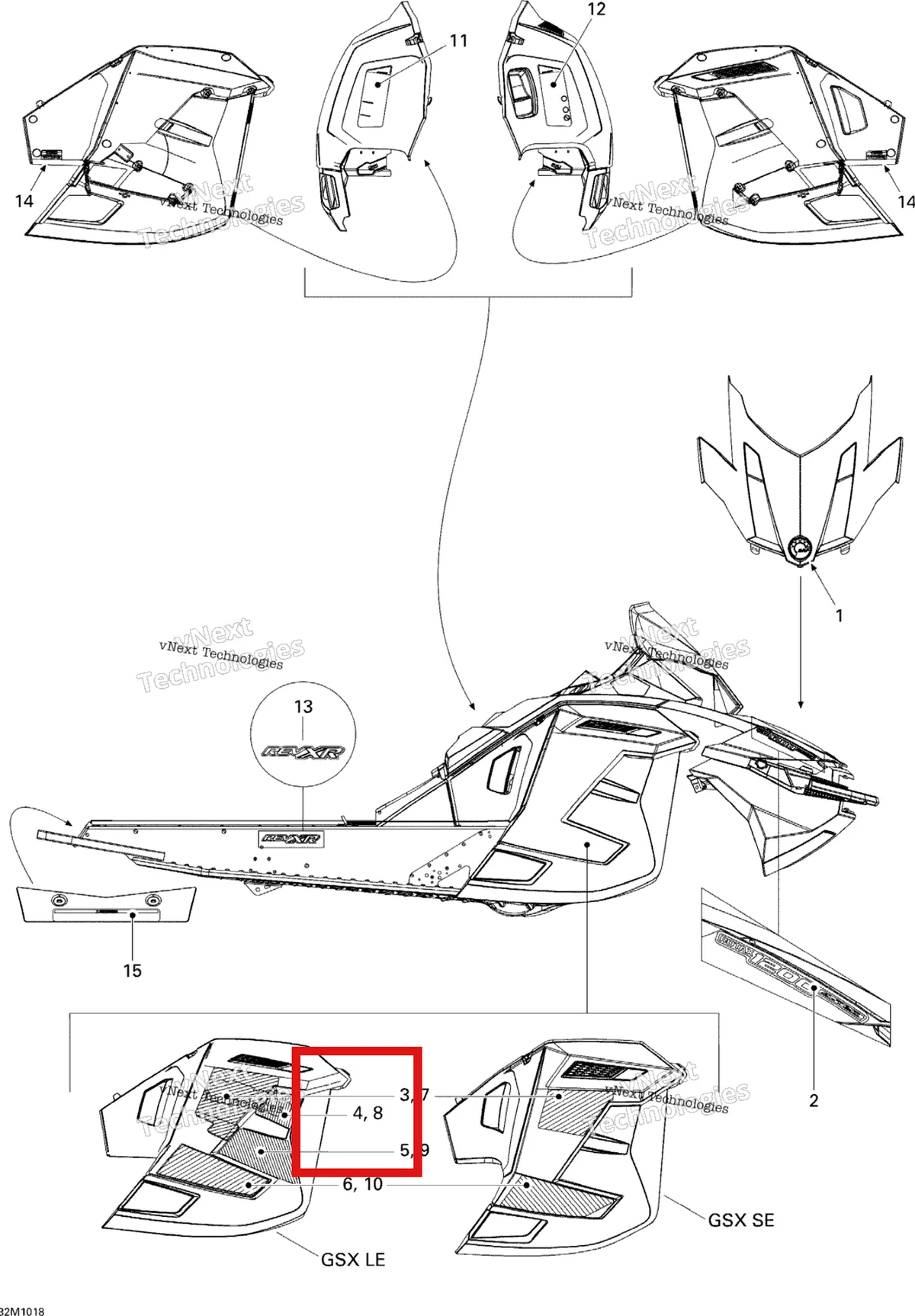 Деталь 516004097 на схеме узла 2010 Ski-Doo GSX LE 1200 Decals Le