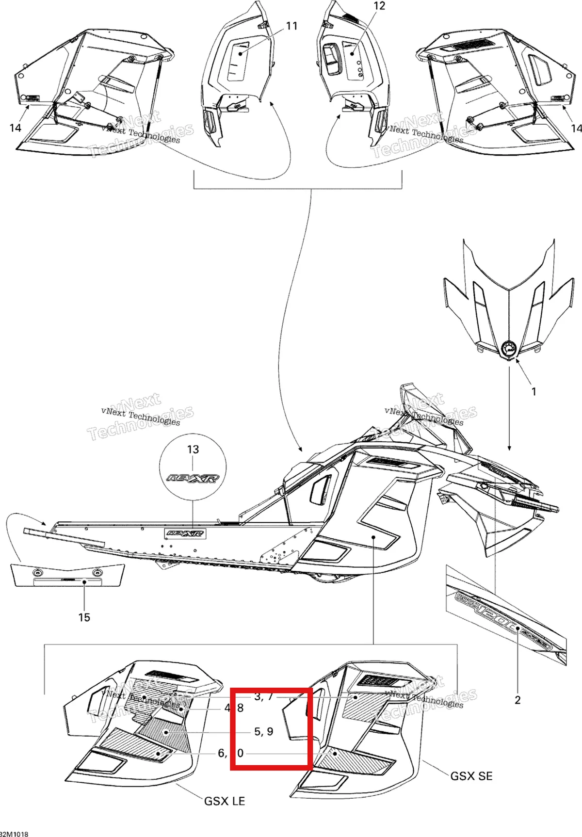 Деталь 516004098 на схеме узла 2010 Ski-Doo GSX LE 1200 Decals Le