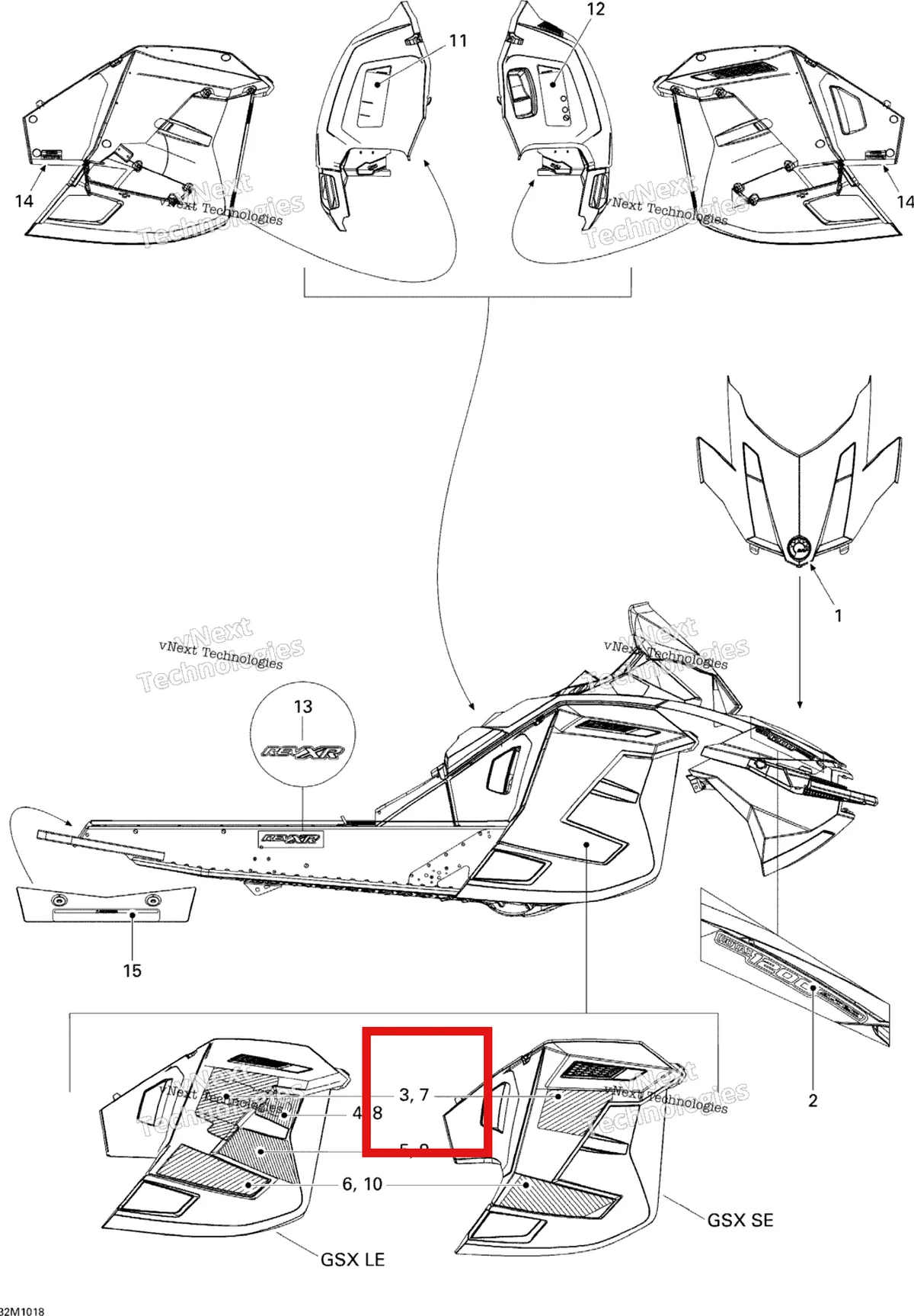Деталь 516004100 на схеме узла 2010 Ski-Doo GSX LE 1200 Decals Le